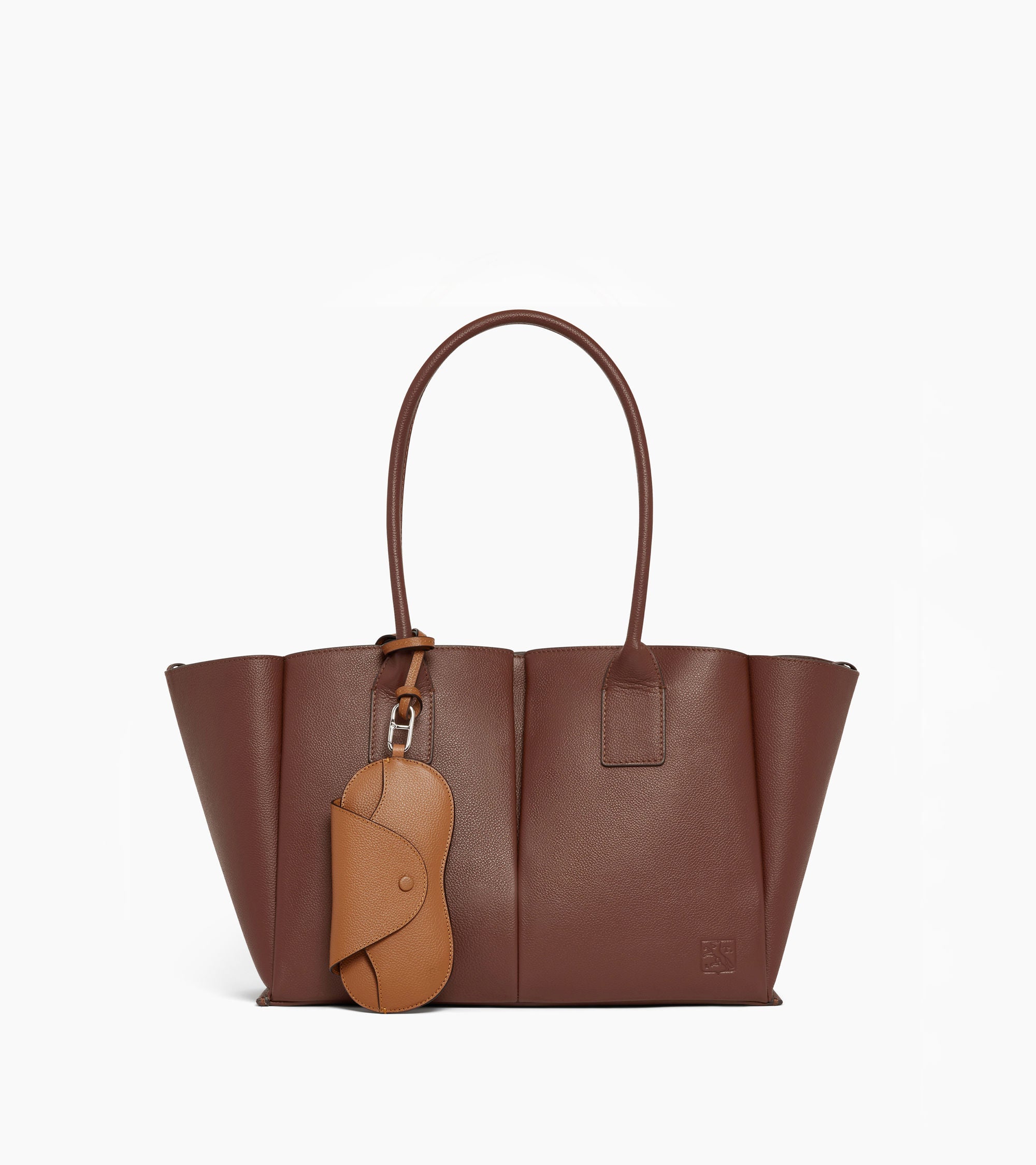 Grained leather glasses case with charms