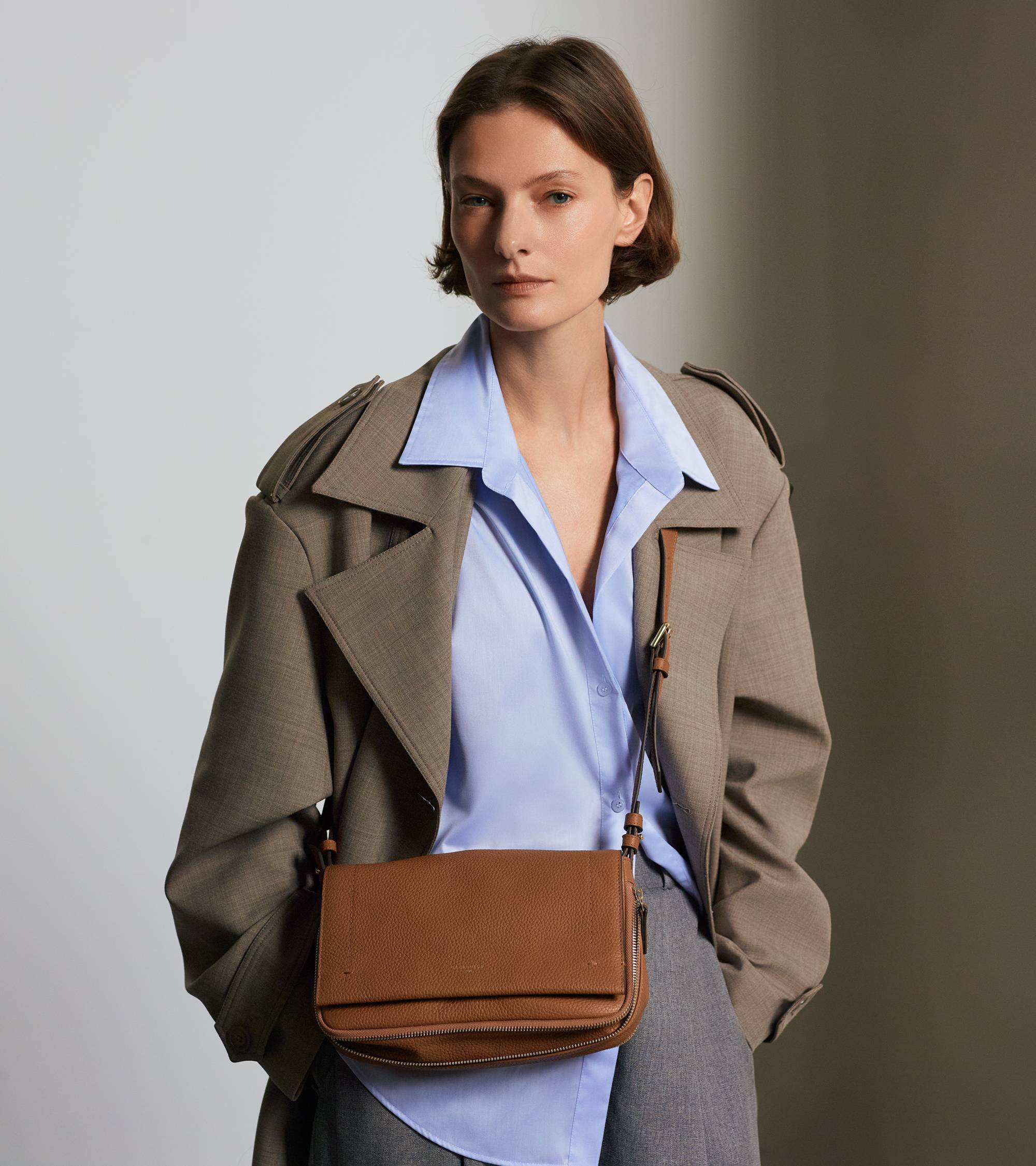 Aurore small shoulder bag in grained leather