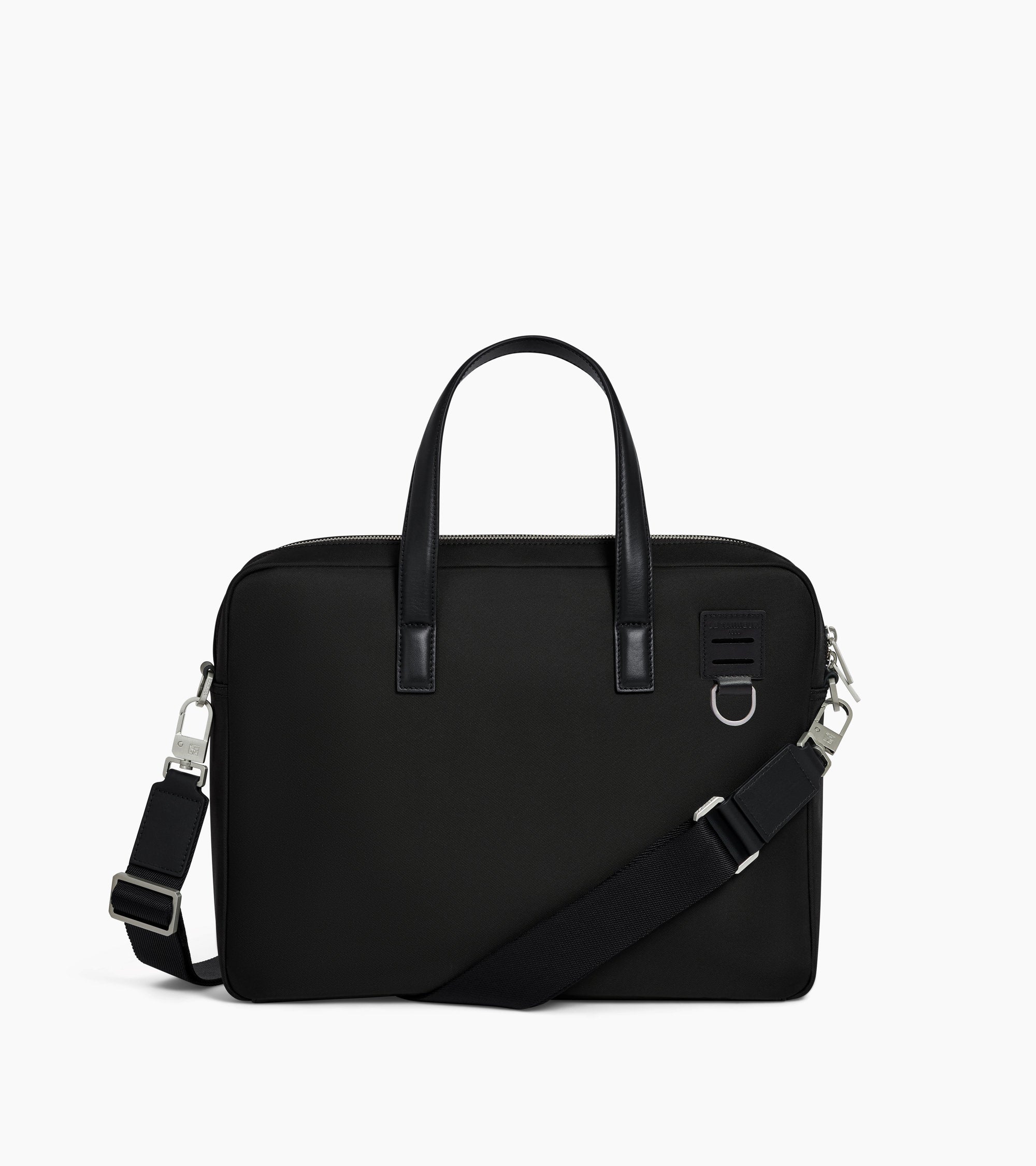 Basile 15" briefcase in nylon canvas and smooth leather