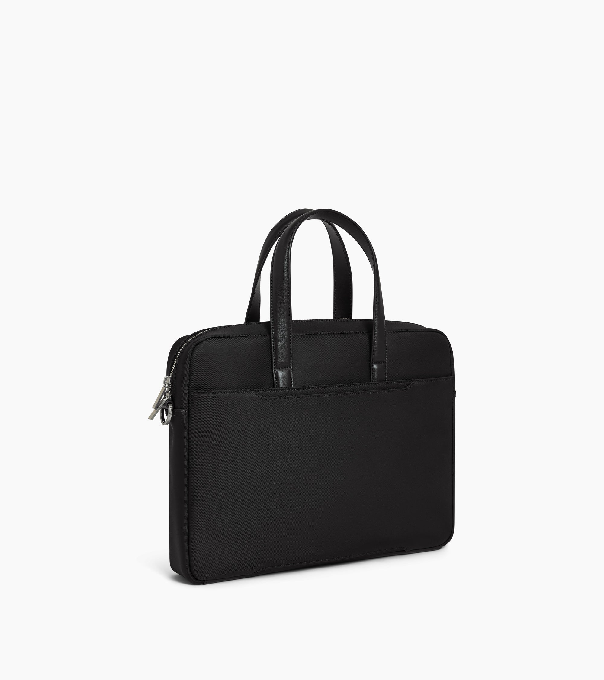 Basile 15" briefcase in nylon canvas and smooth leather