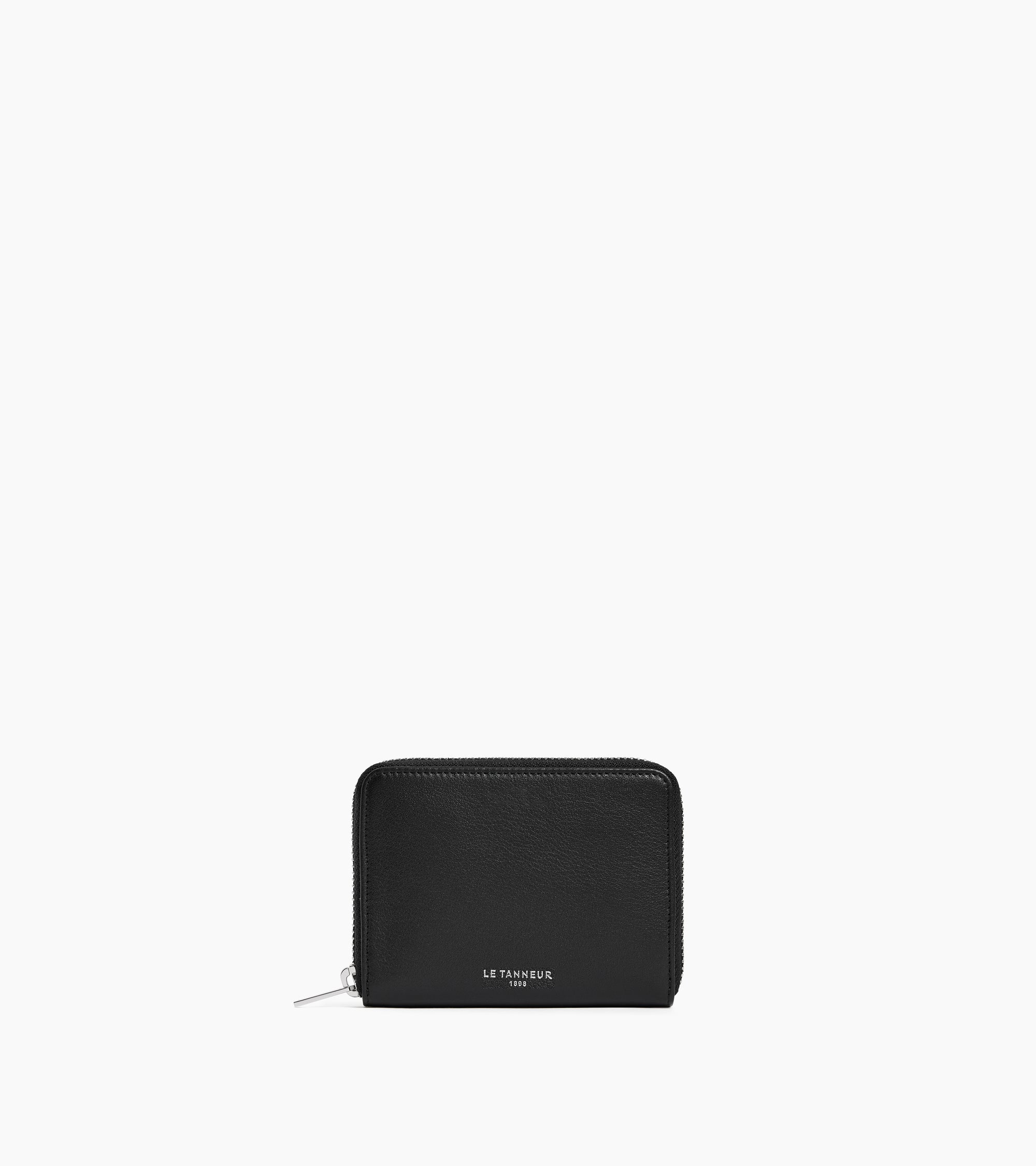 Albertine zipped coin purse with removable card holder in smooth leather
