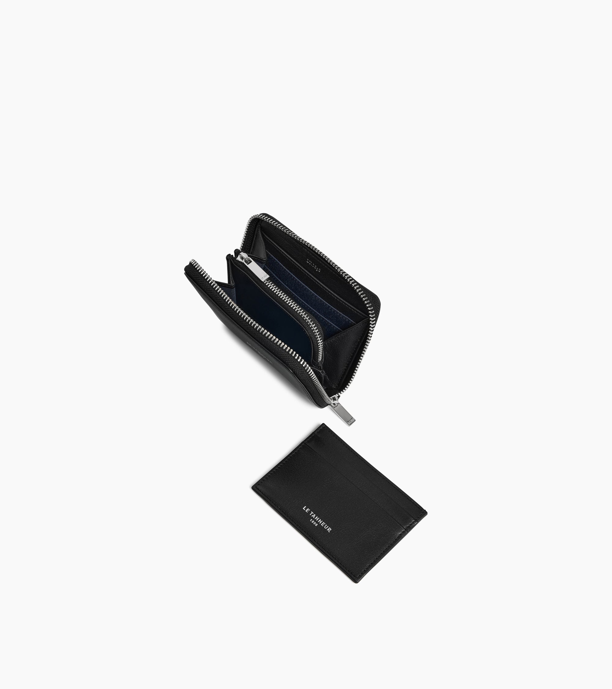Albertine zipped coin purse with removable card holder in smooth leather