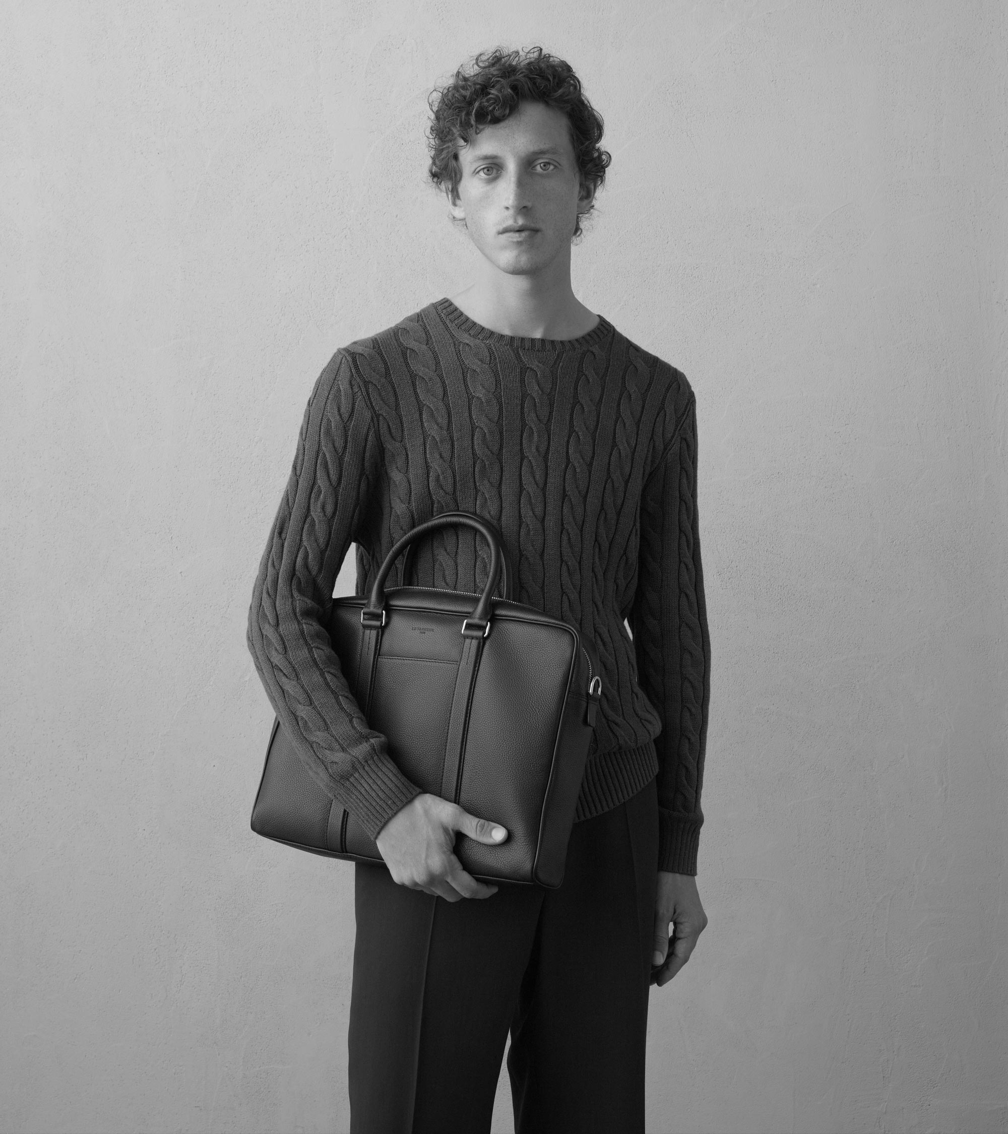 Charles 15" briefcase in grained leather medium size