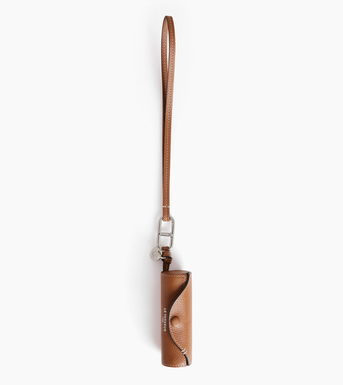 Lipstick case charm in grained leather
