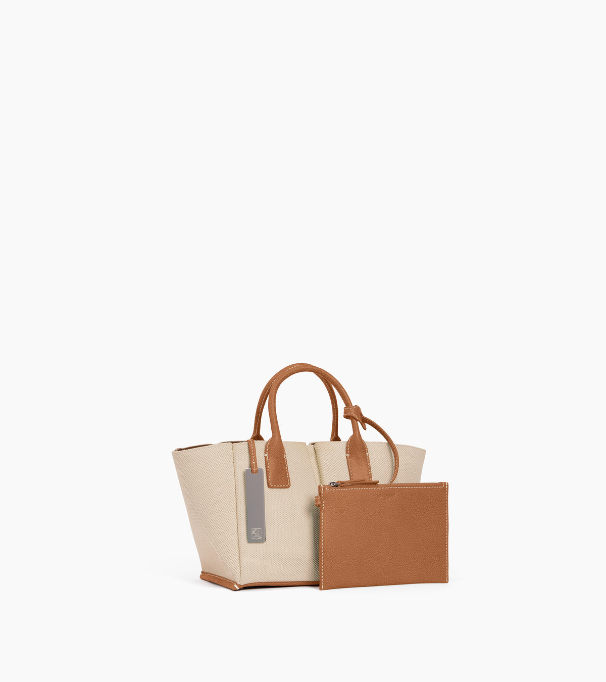 Elena small handbag in cotton canvas and grained leather