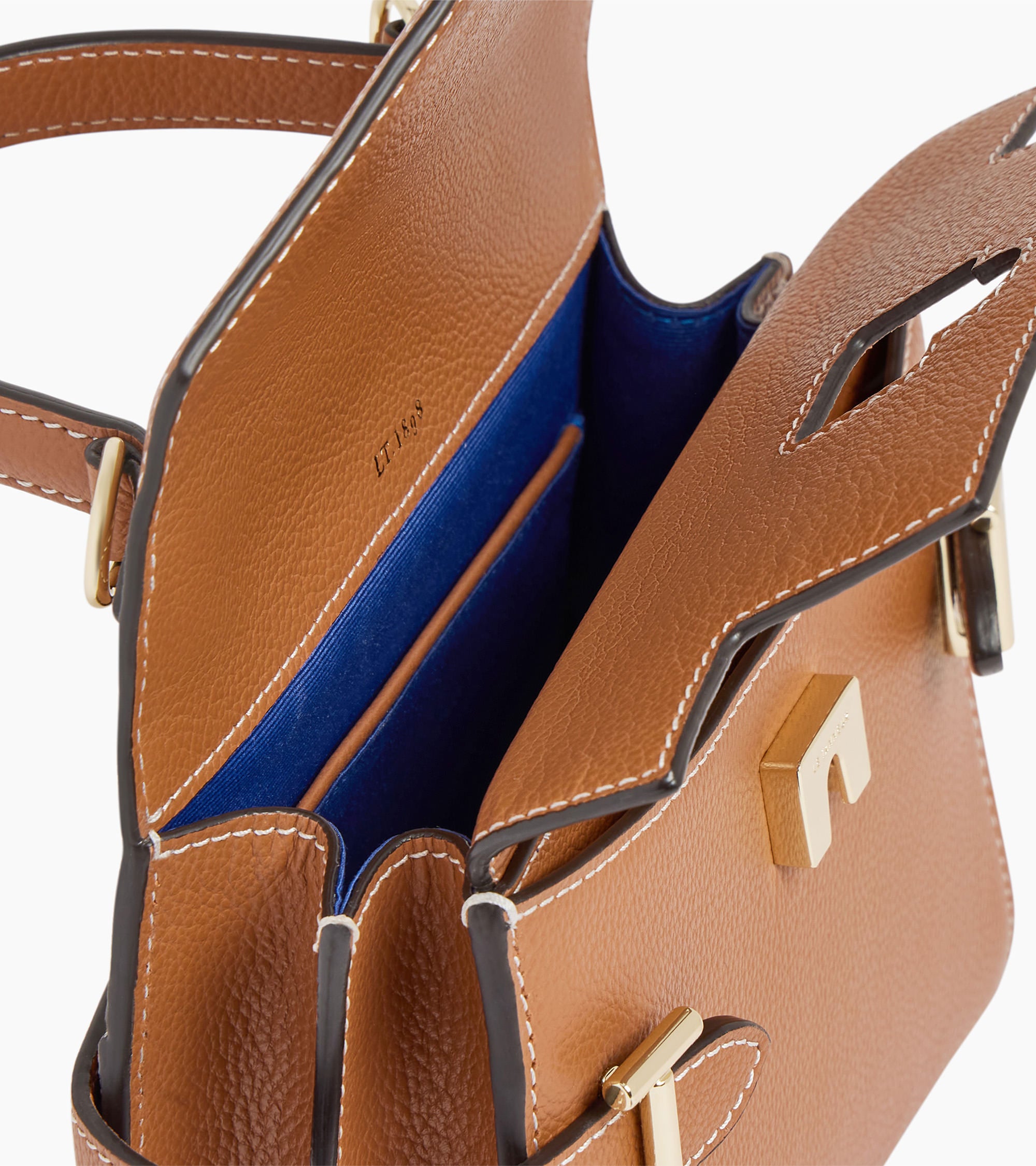 Emilie small handbag with double flap in grained leather