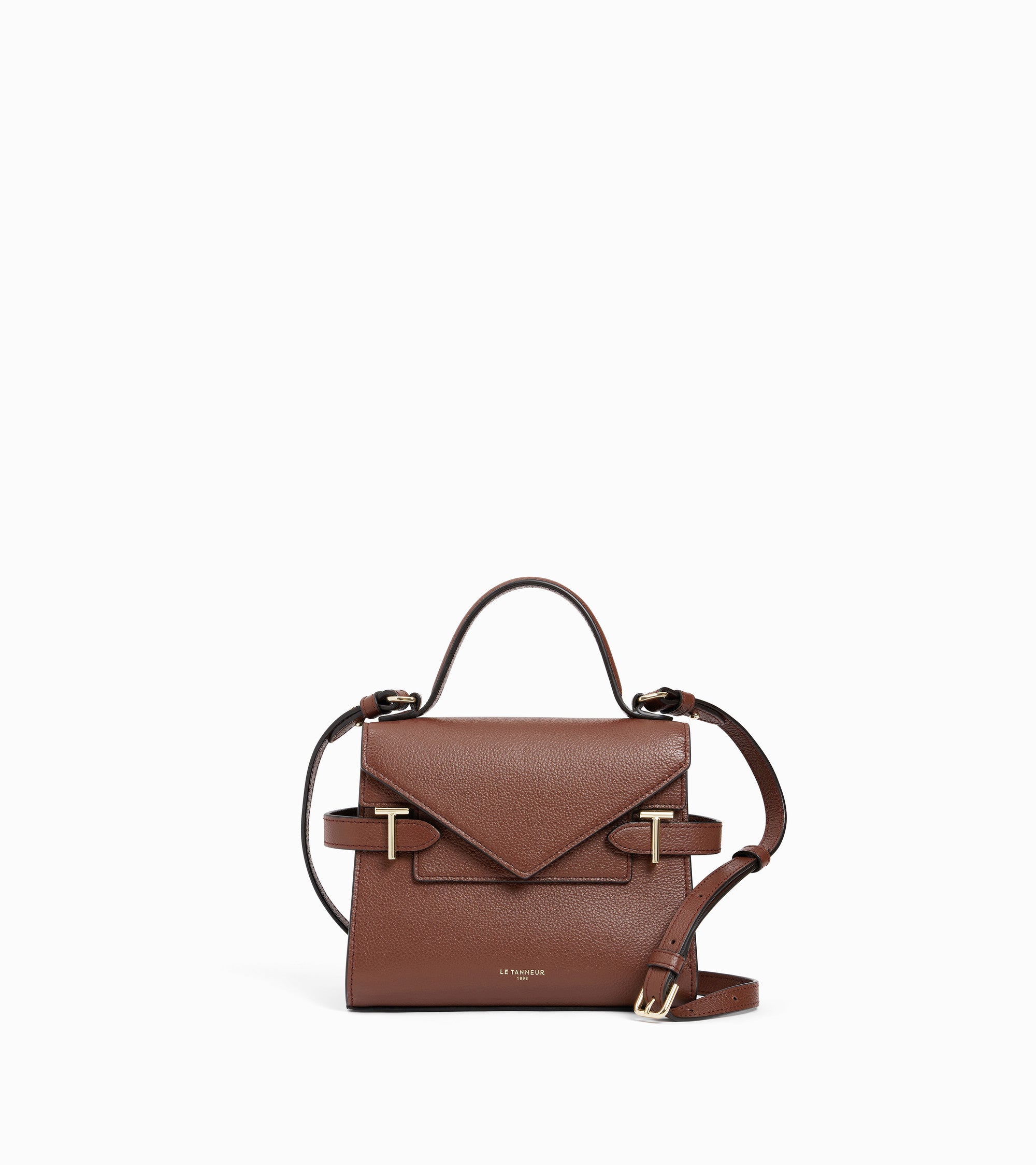 Emilie small handbag with double flap in grained leather