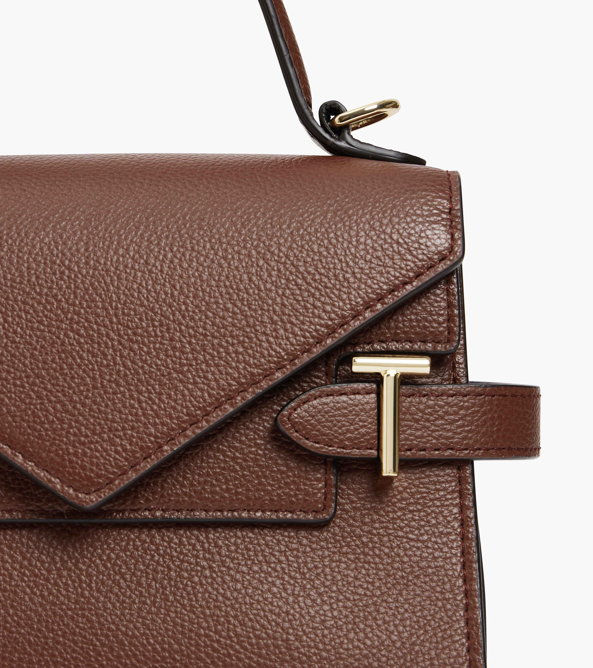 Emilie small handbag with double flap in grained leather