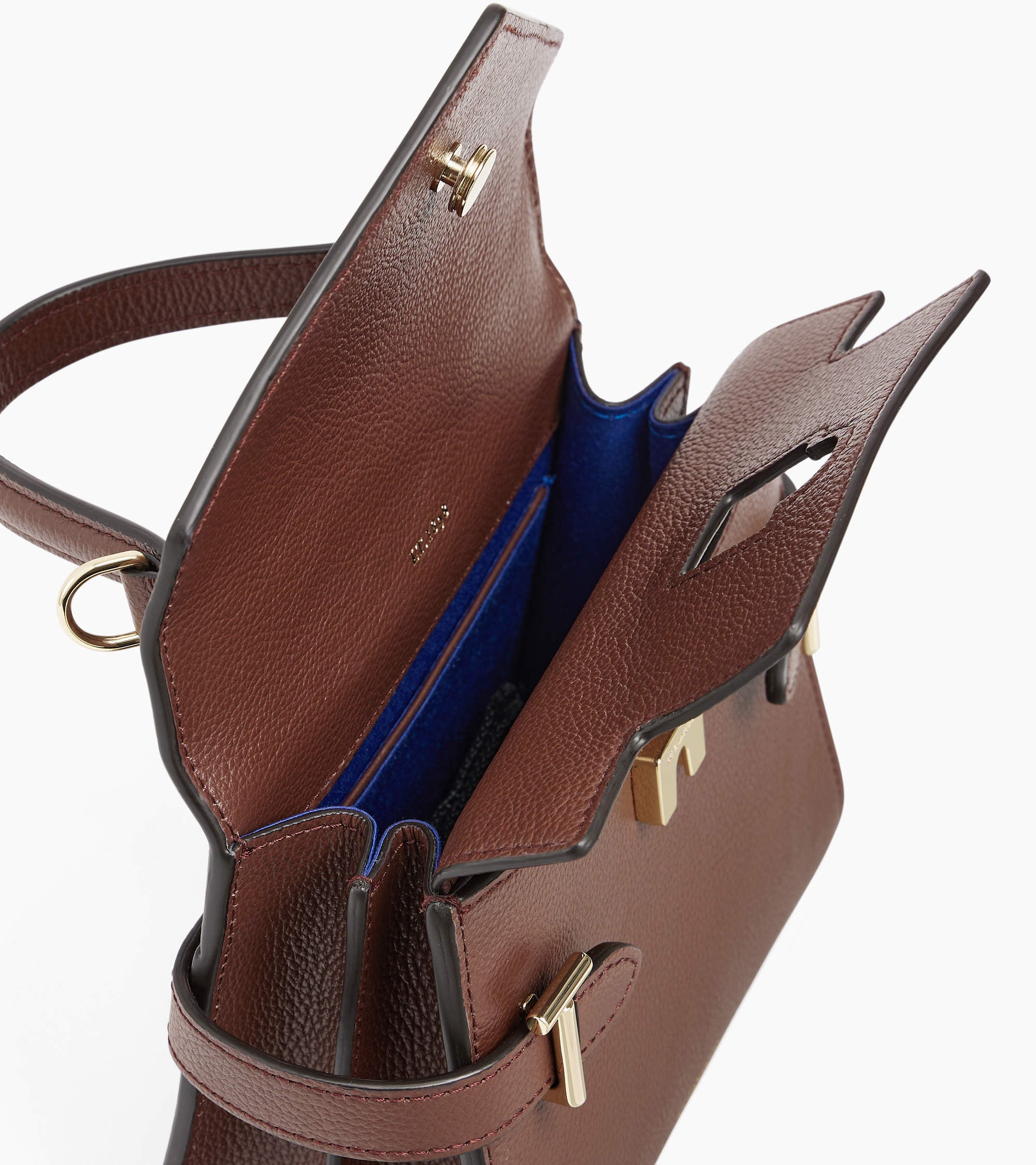 Emilie small handbag with double flap in grained leather