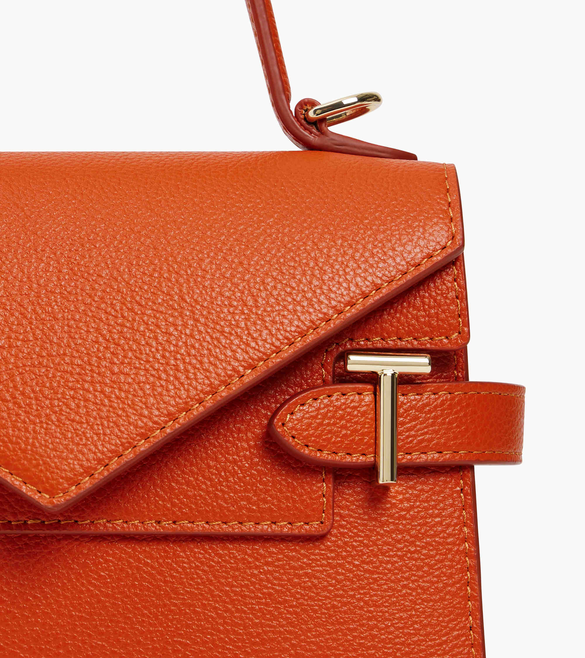 Emilie small handbag with double flap in grained leather