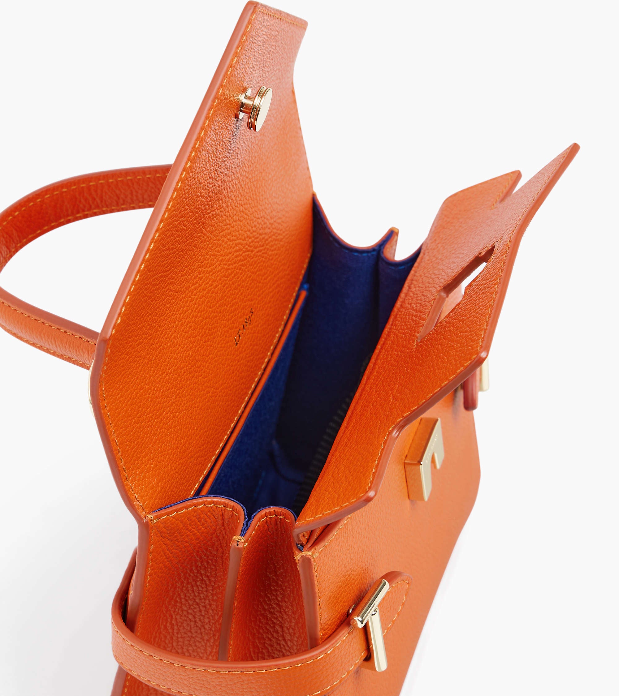 Emilie small handbag with double flap in grained leather