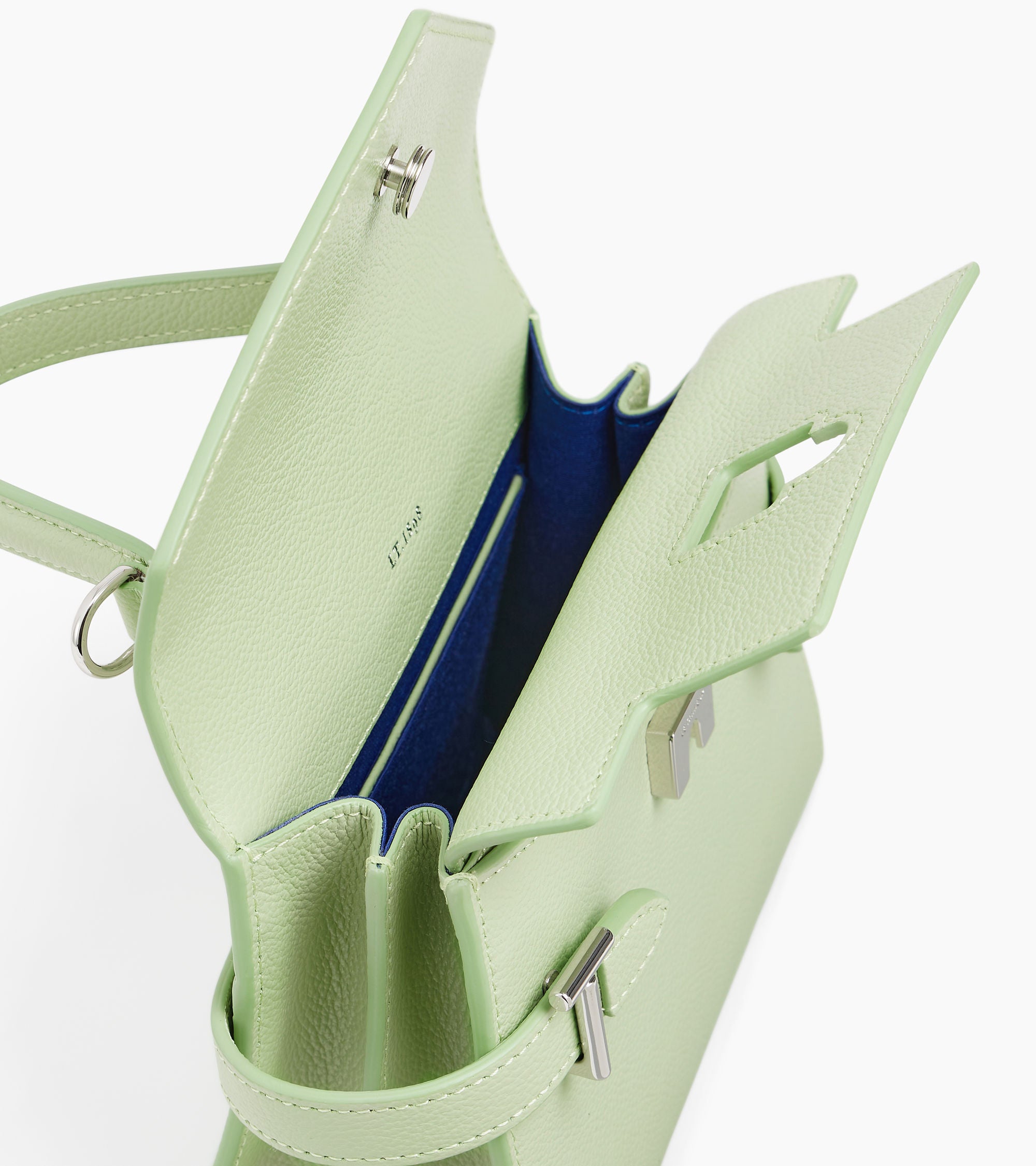 Emilie small handbag with double flap in grained leather