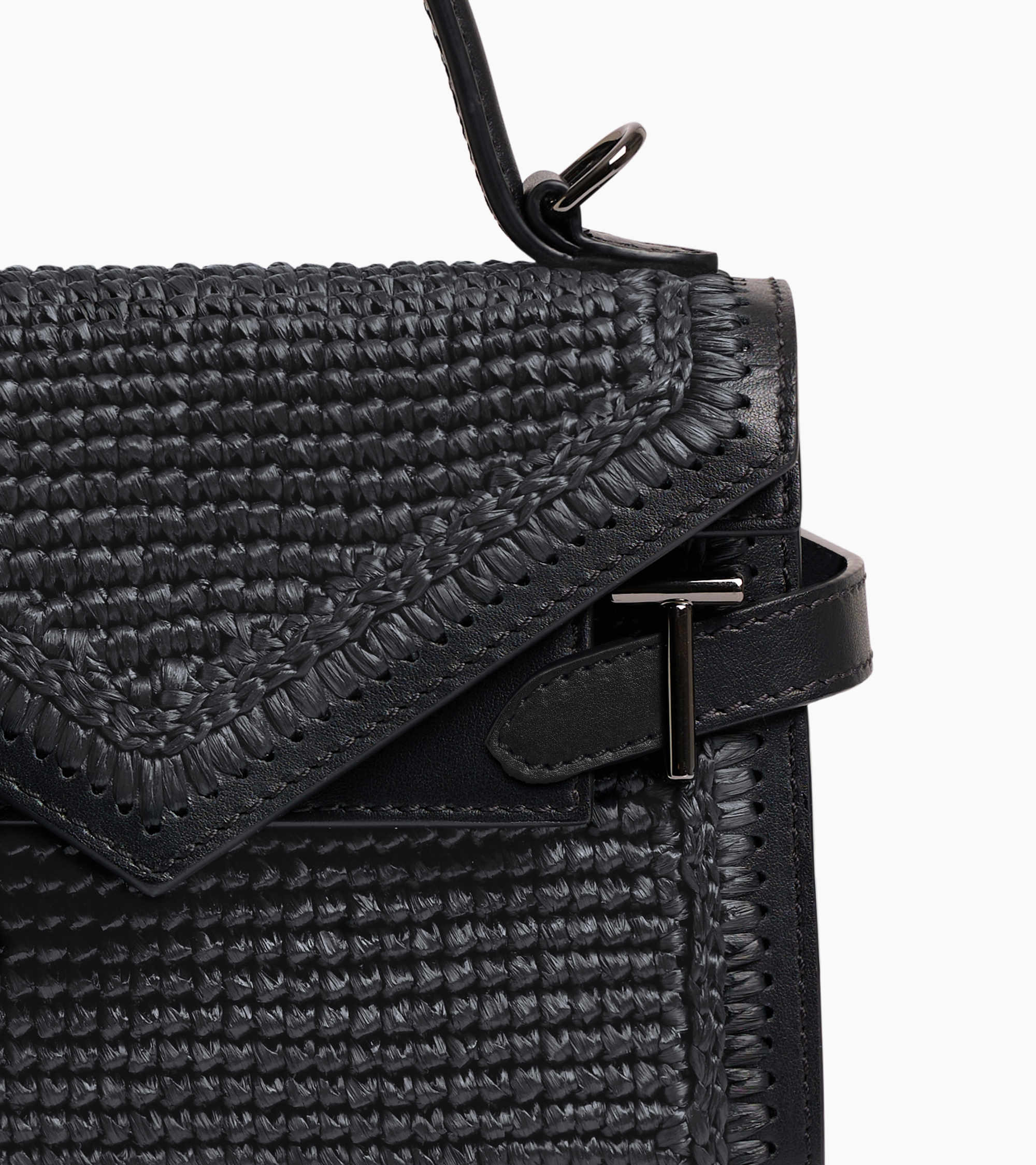 Emilie small handbag in raffia effect and smooth leather