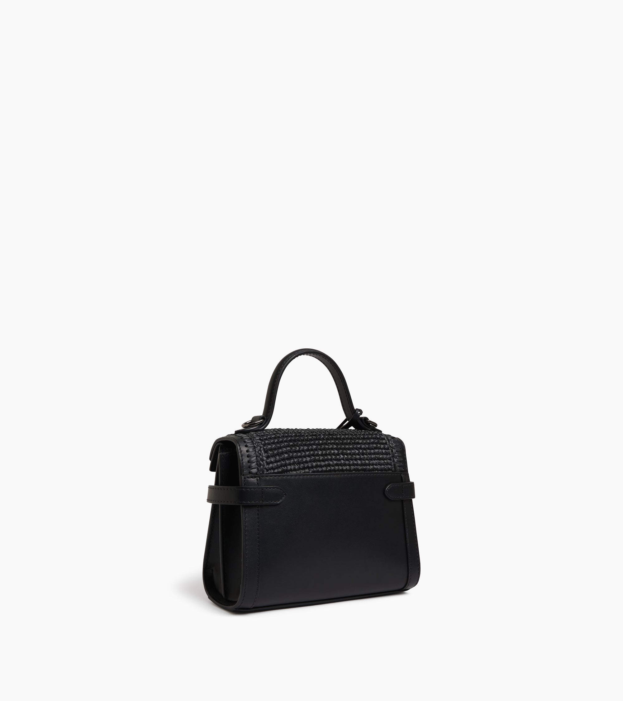 Emilie small handbag in raffia effect and smooth leather