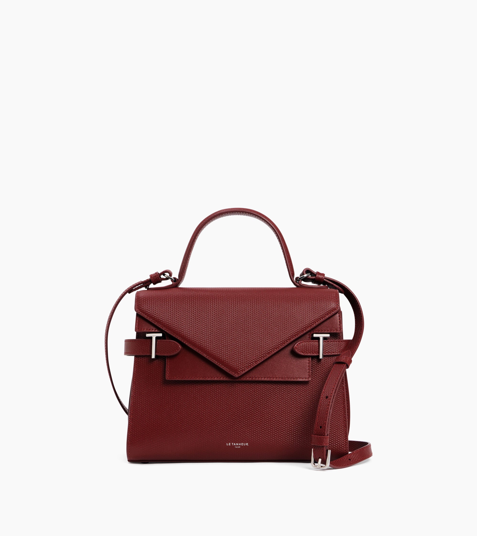 Emilie medium handbag with double flap in T-signature leather