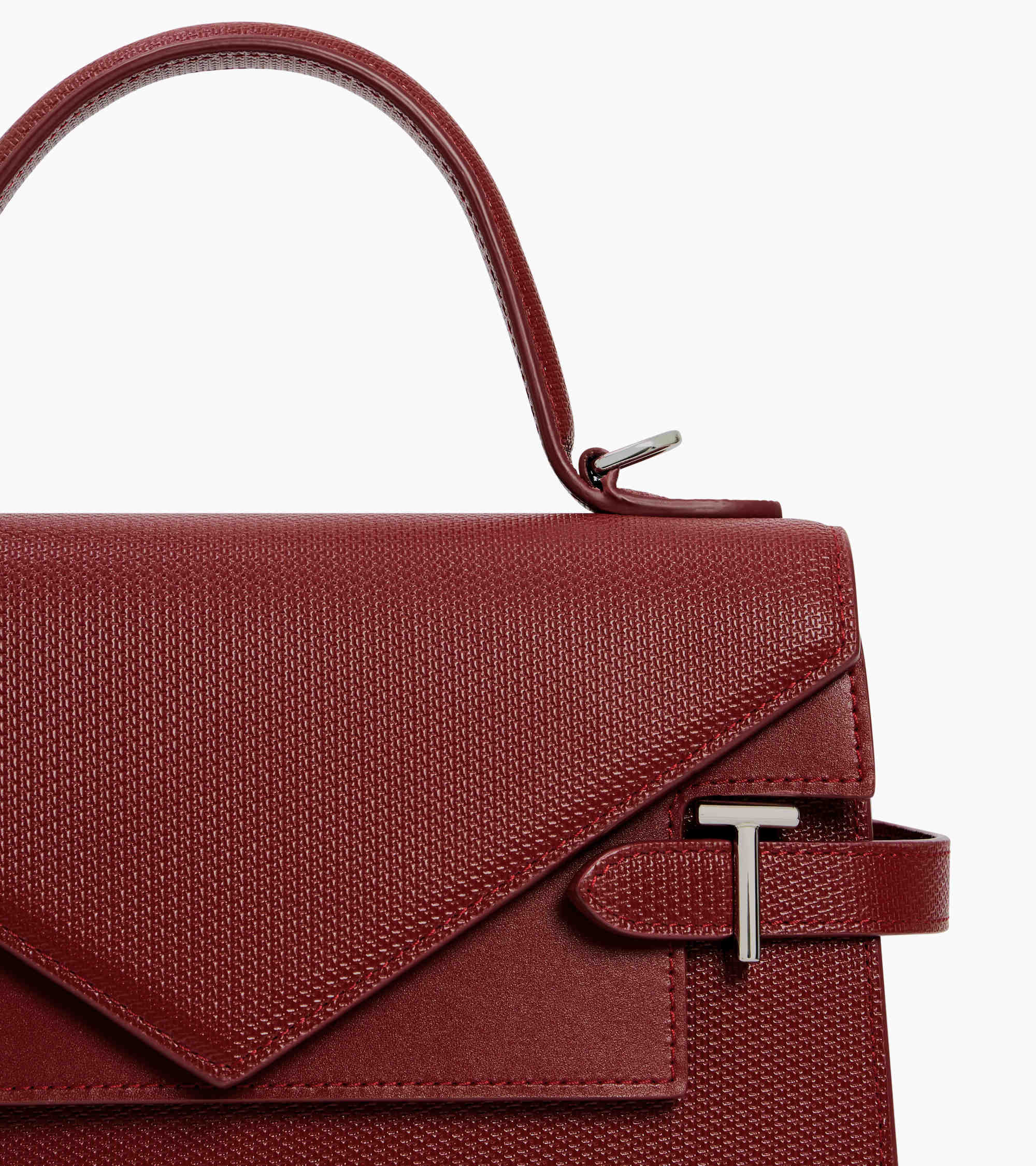 Emilie medium handbag with double flap in T-signature leather