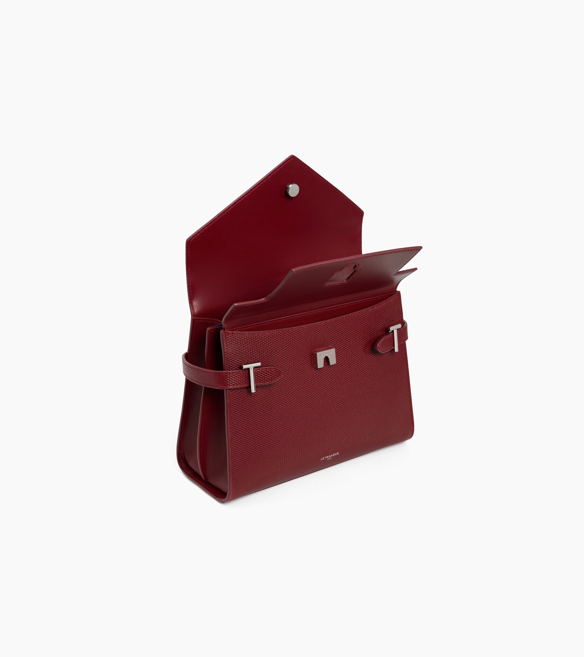 Emilie medium handbag with double flap in T-signature leather