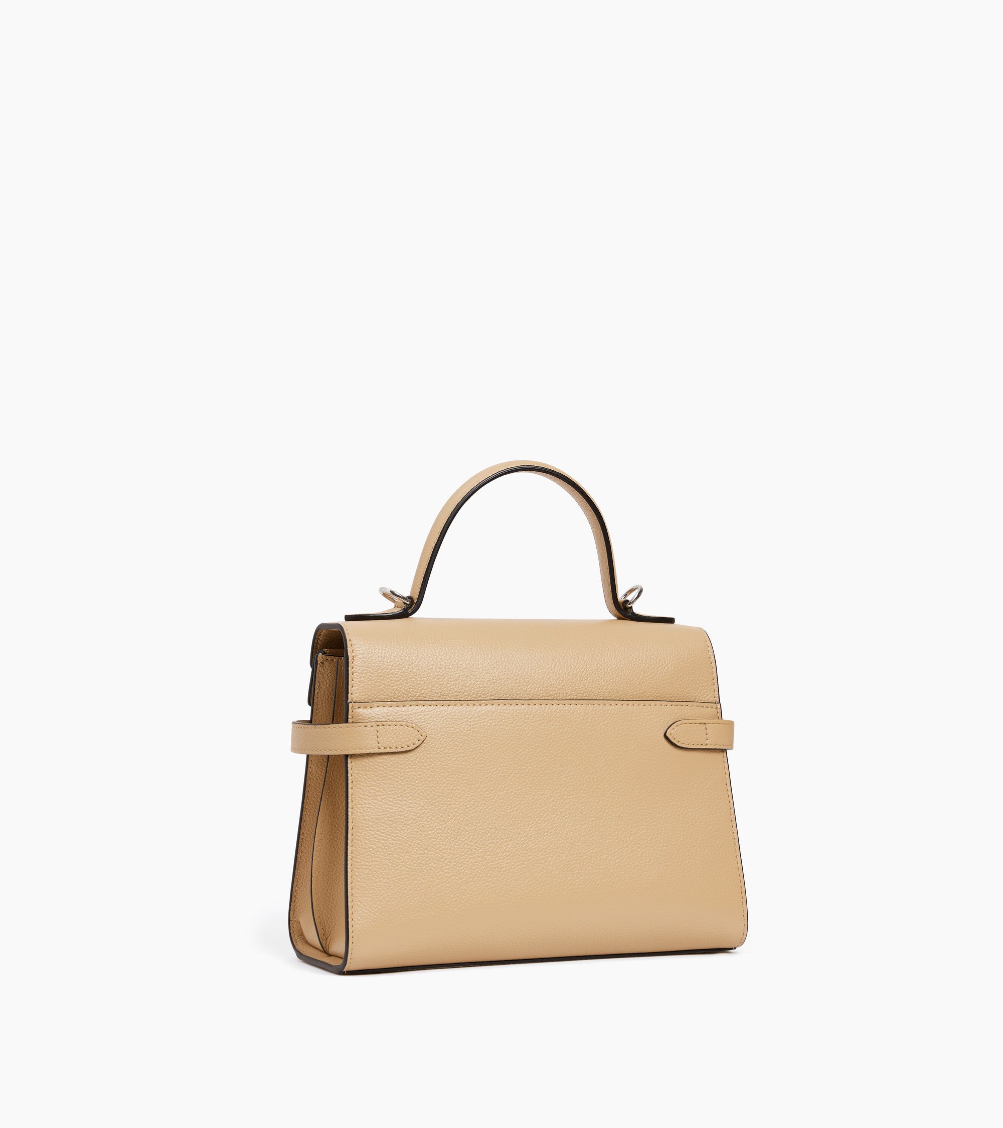 Emilie medium handbag with double flap in grained leather