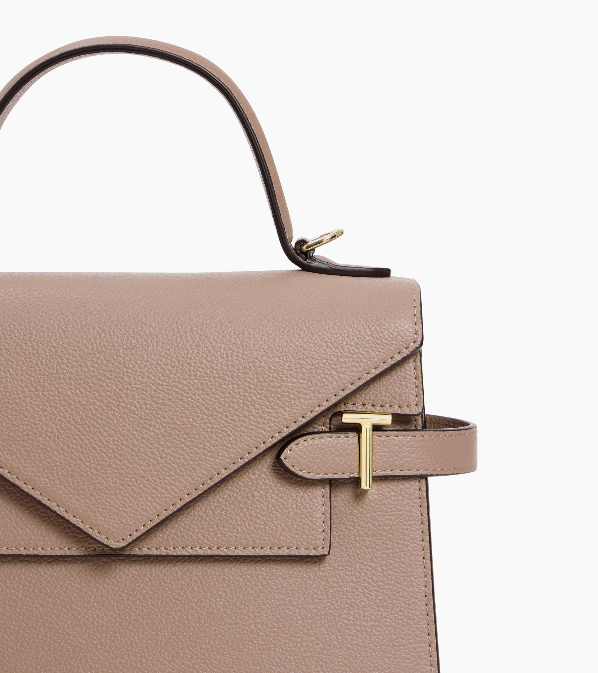 Emilie medium handbag with double flap in grained leather