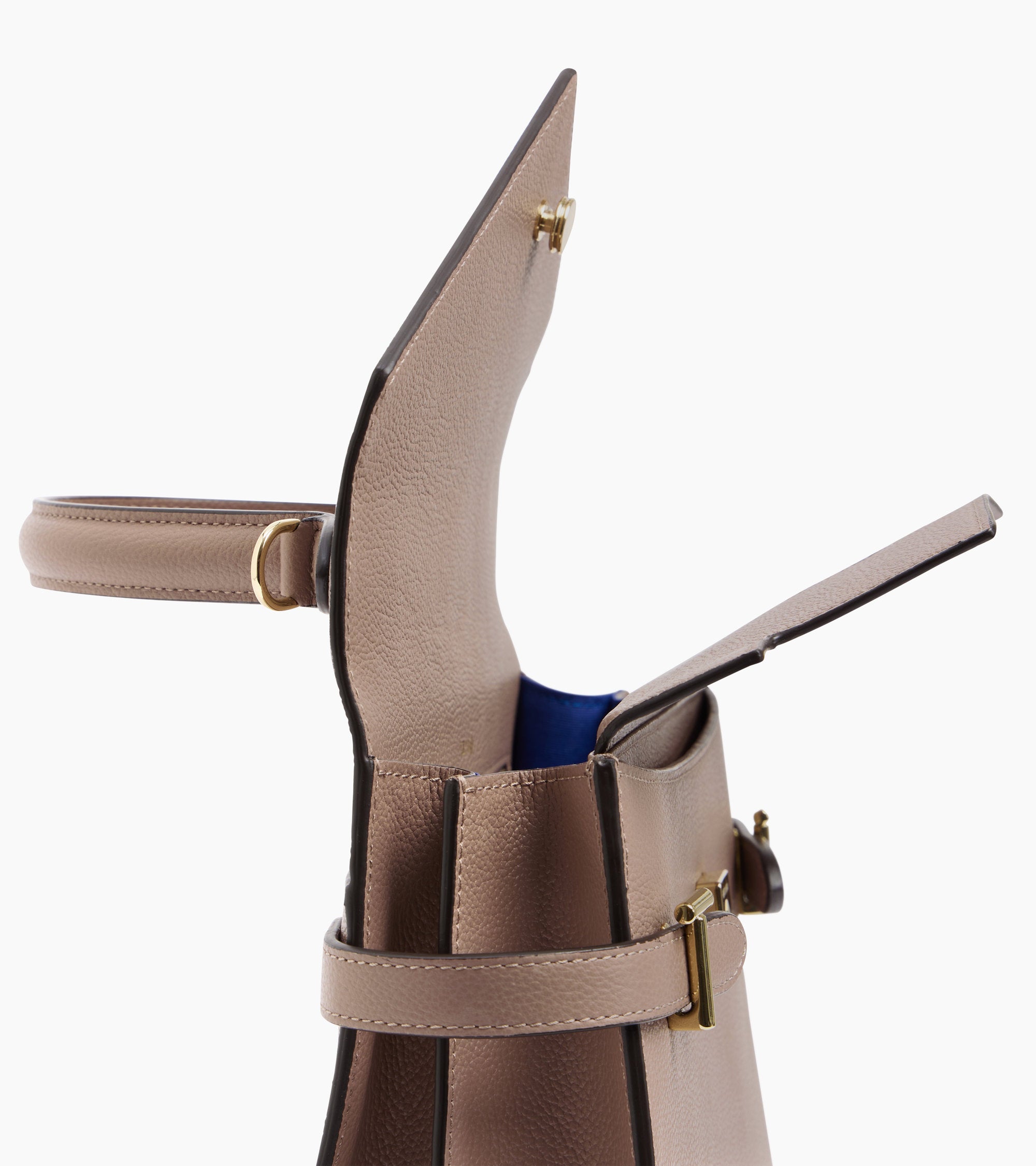 Emilie medium handbag with double flap in grained leather