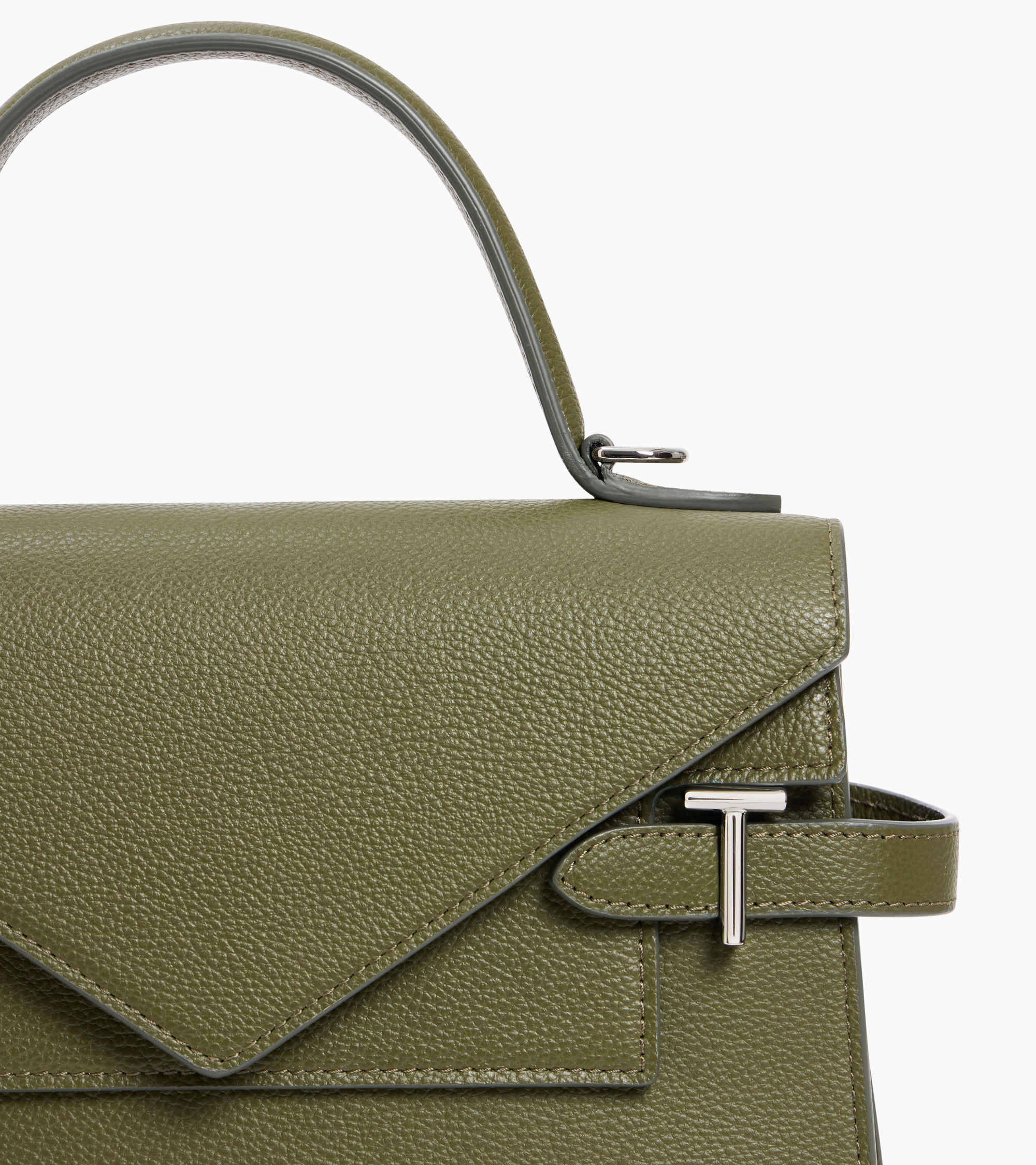 Emilie medium handbag with double flap in grained leather