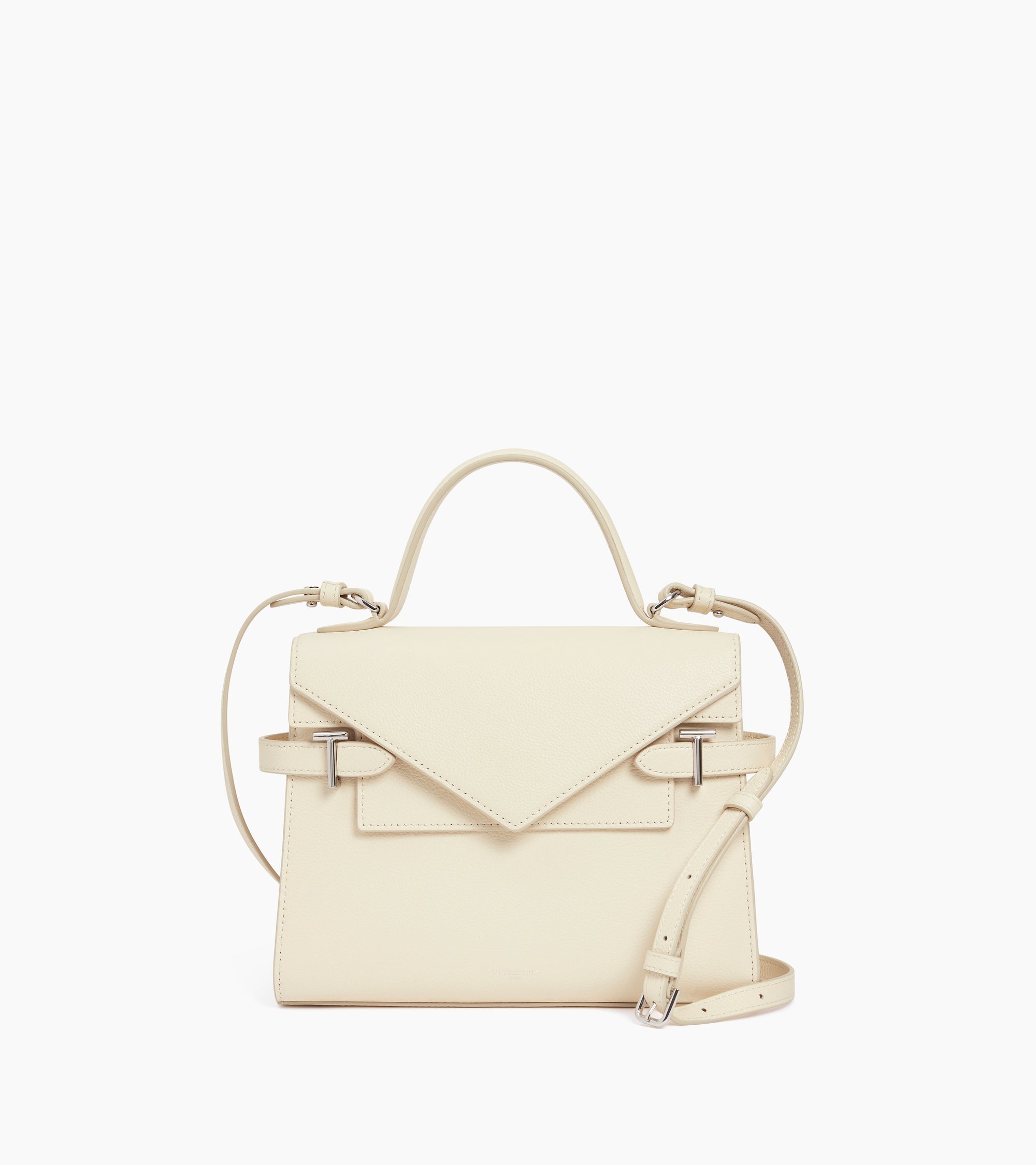 Emilie medium handbag with double flap in grained leather