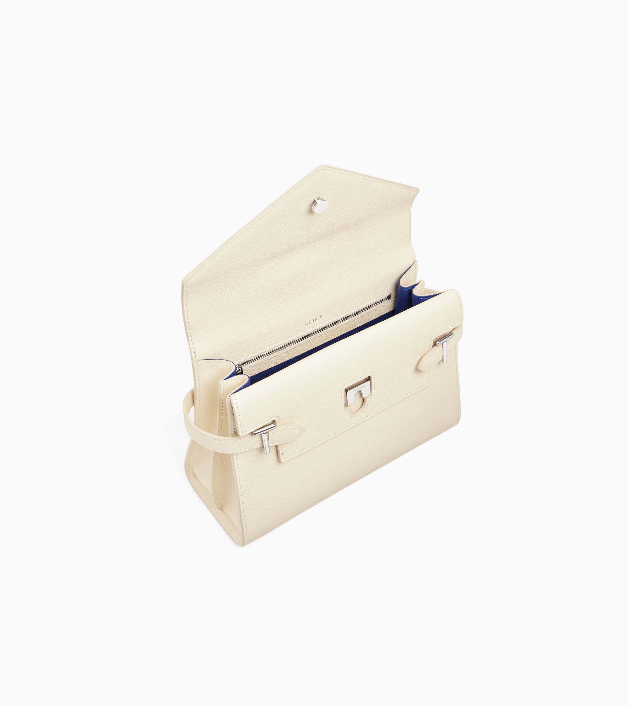 Emilie medium handbag with double flap in grained leather