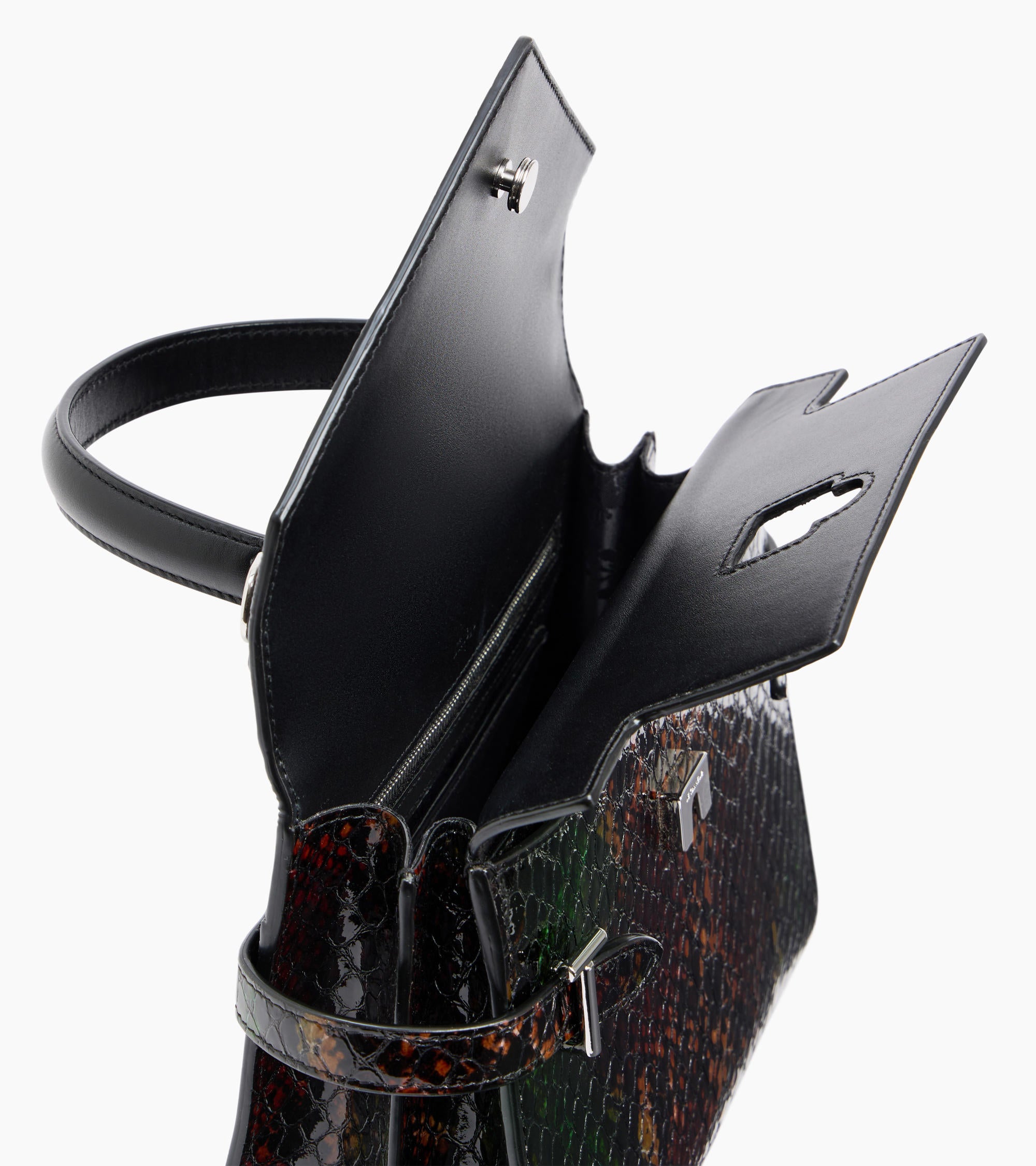 Emilie medium double flap handbag model in python effect leather