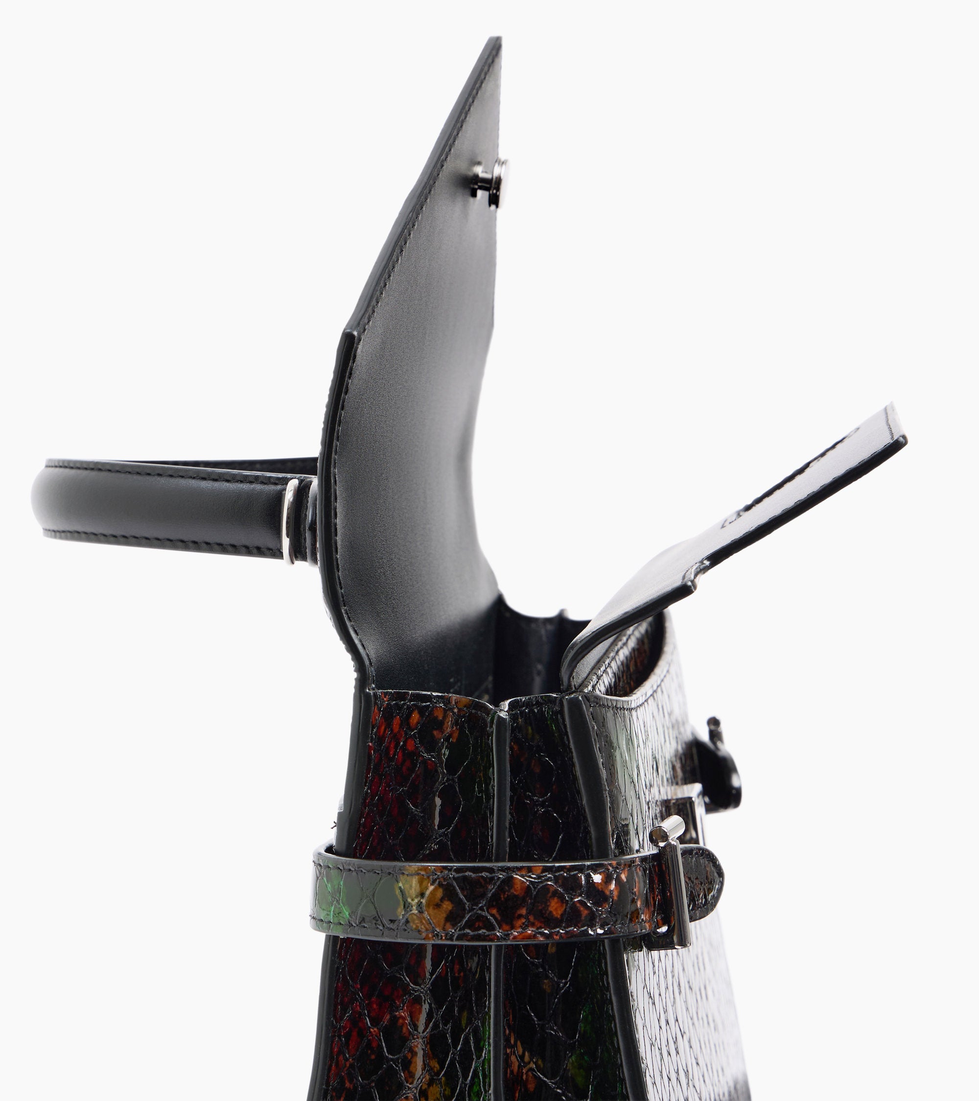 Emilie medium double flap handbag model in python effect leather