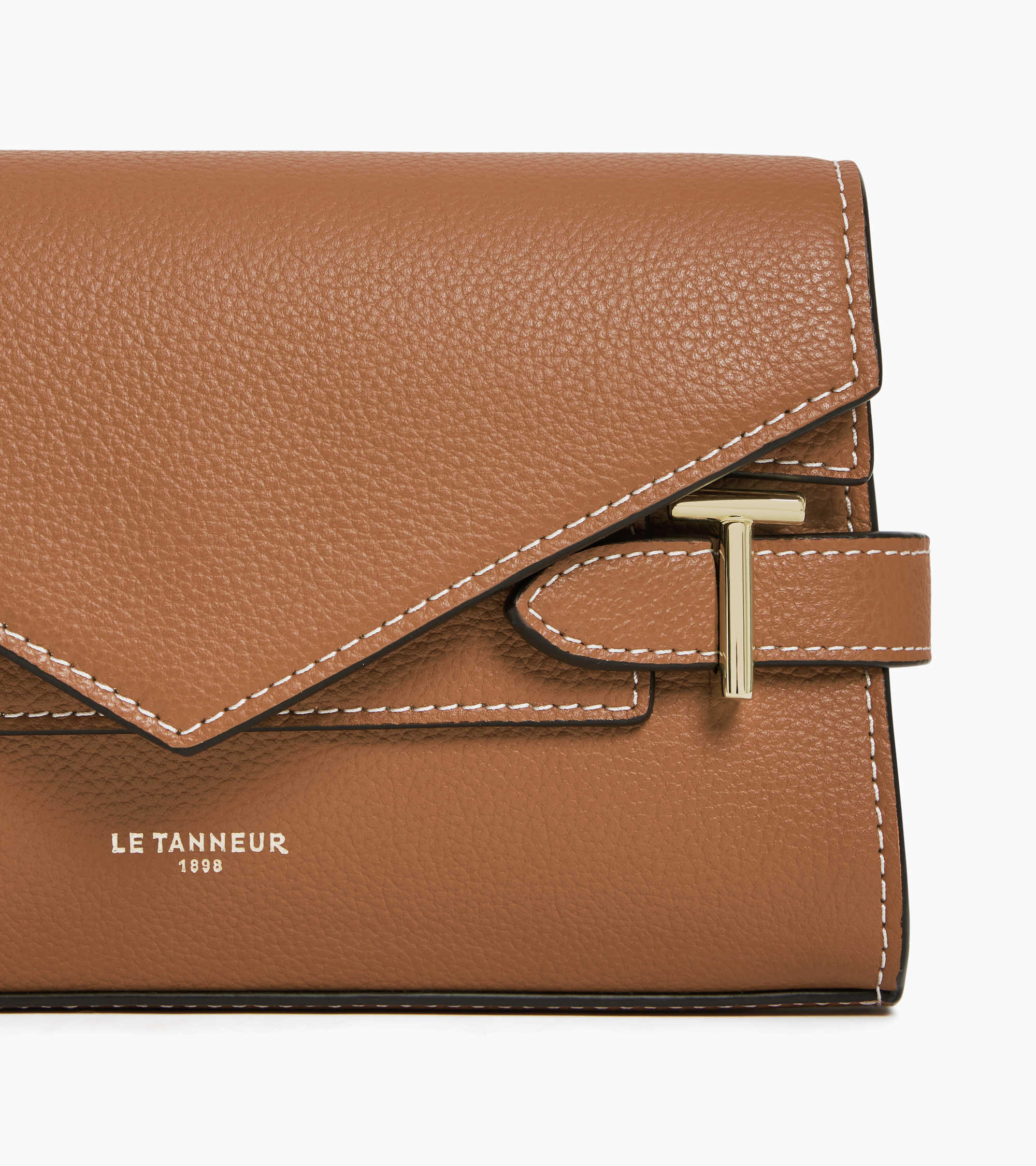 Emilie double flap grained leather small pouch