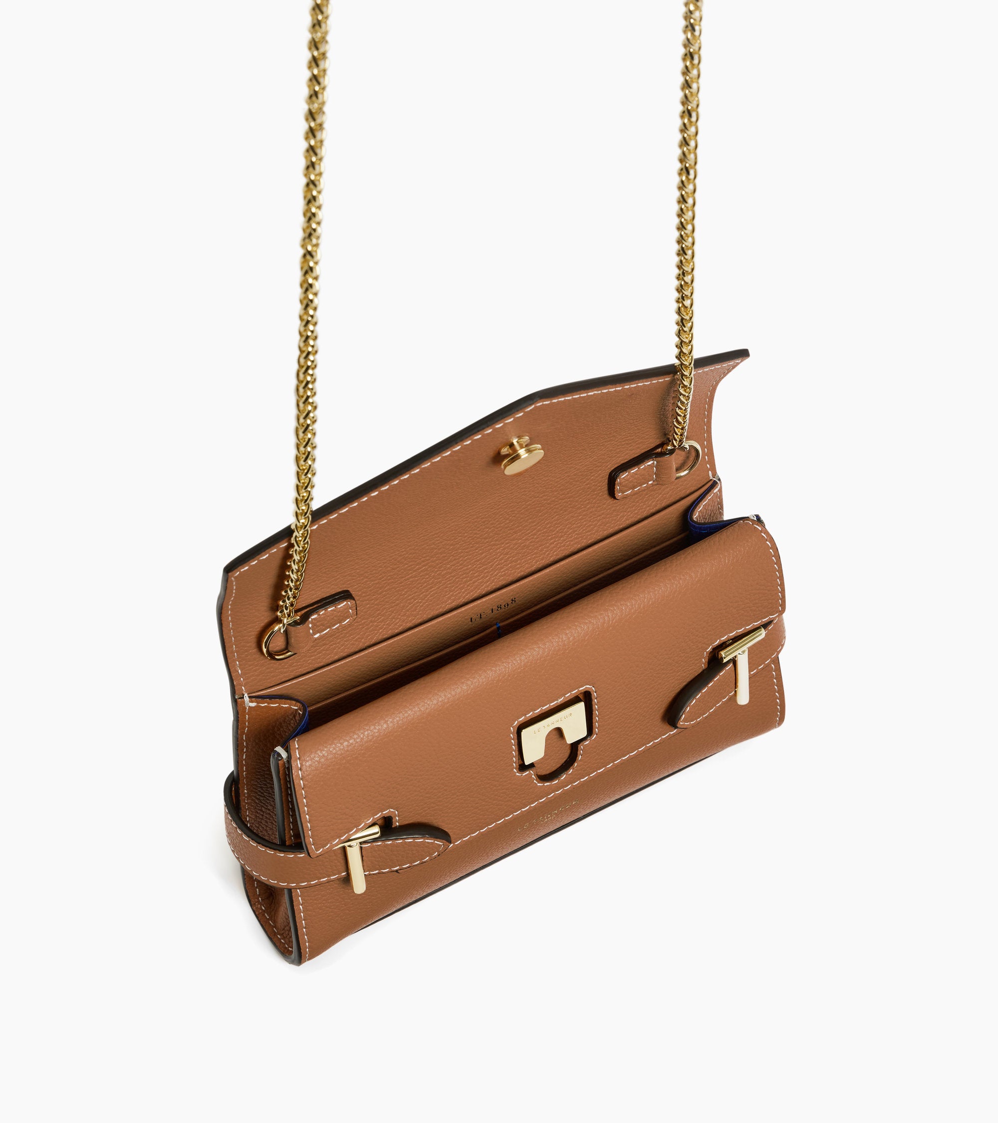 Emilie double flap grained leather small pouch