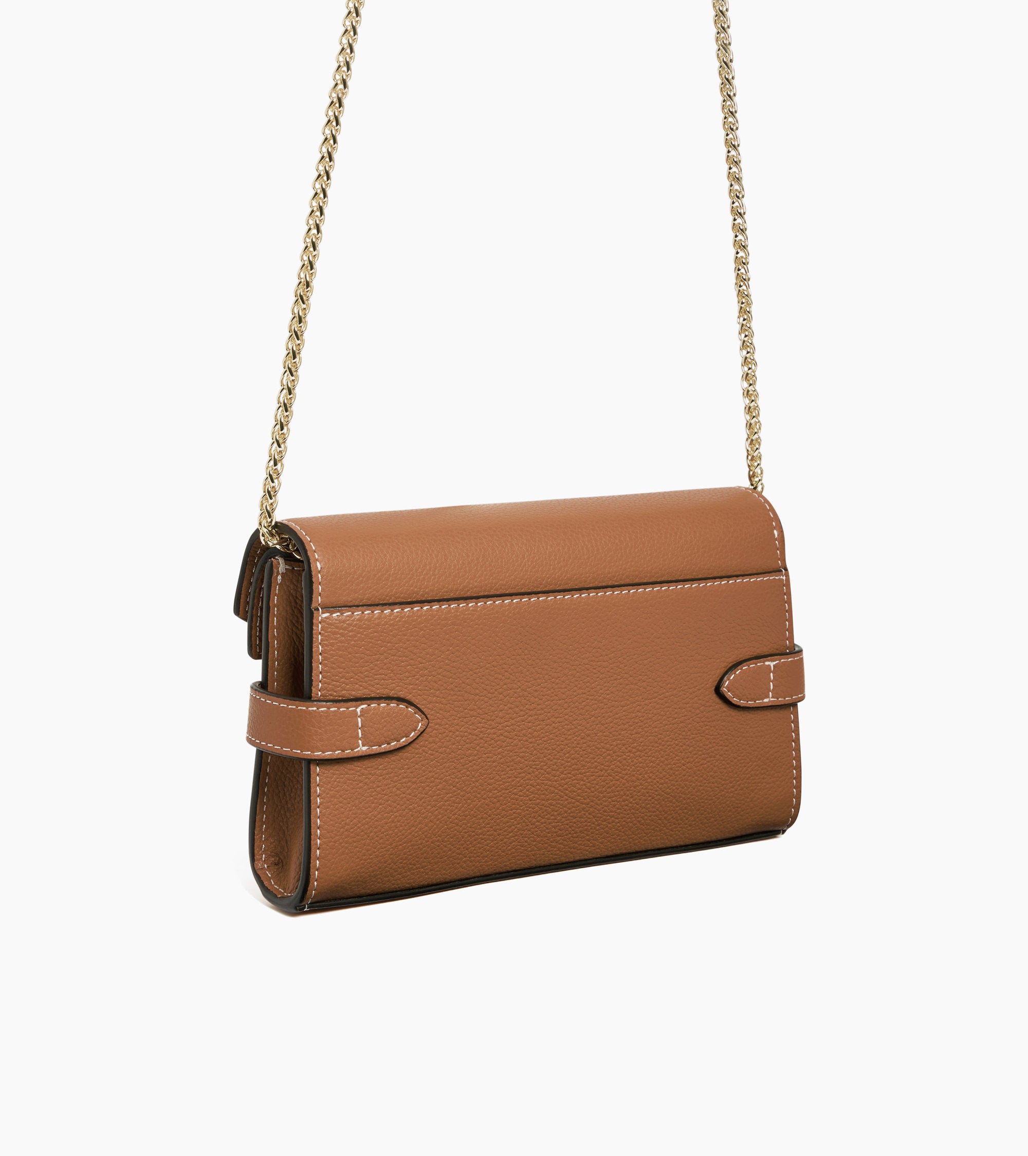Emilie double flap grained leather small pouch