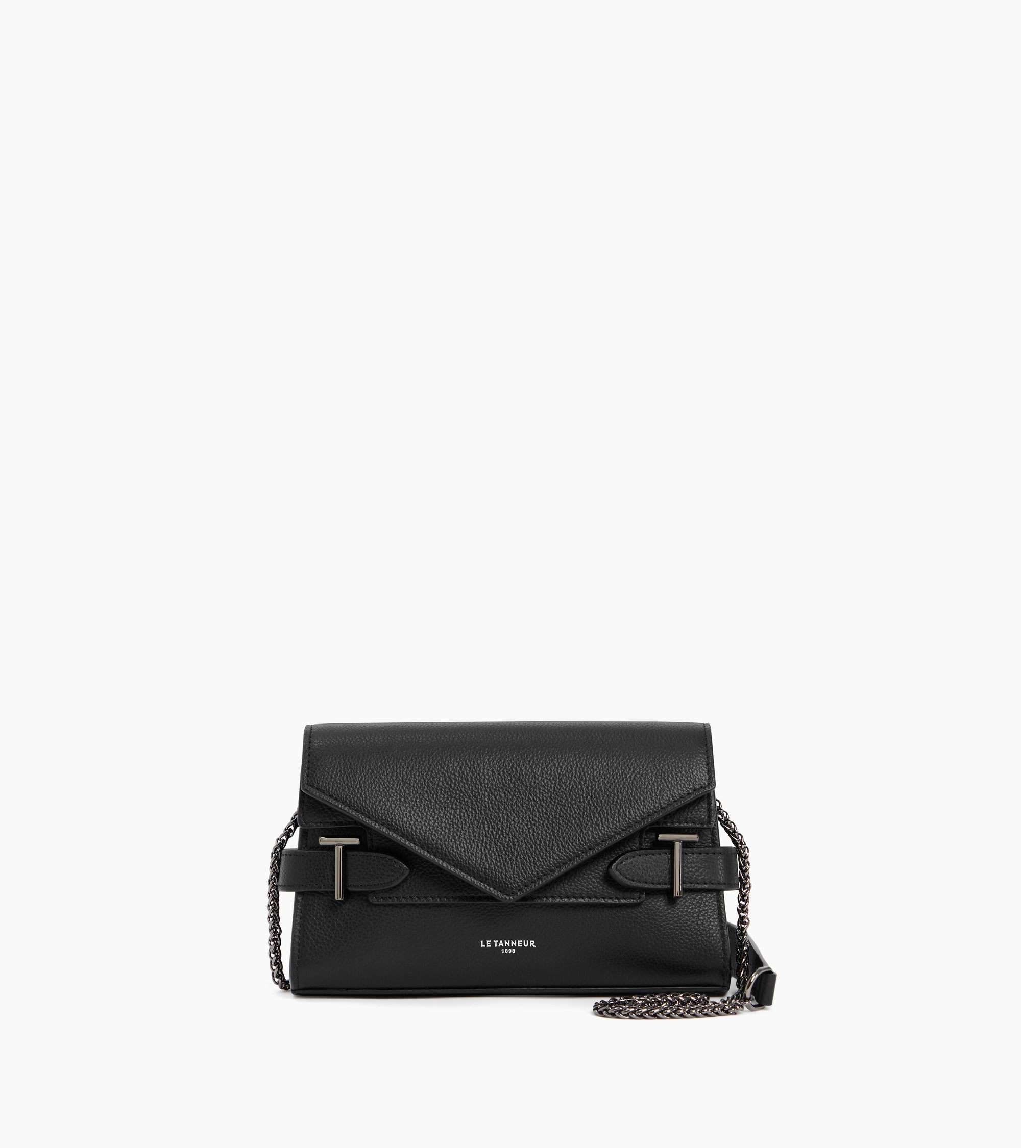 Emilie double flap grained leather small pouch