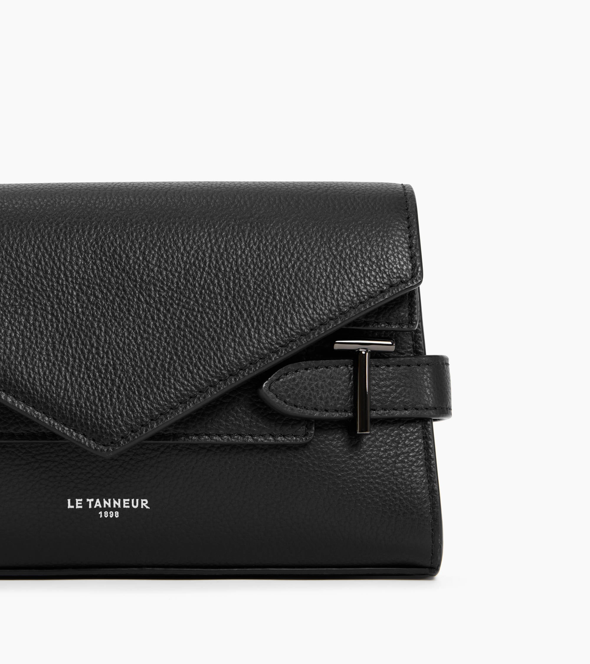 Emilie double flap grained leather small pouch