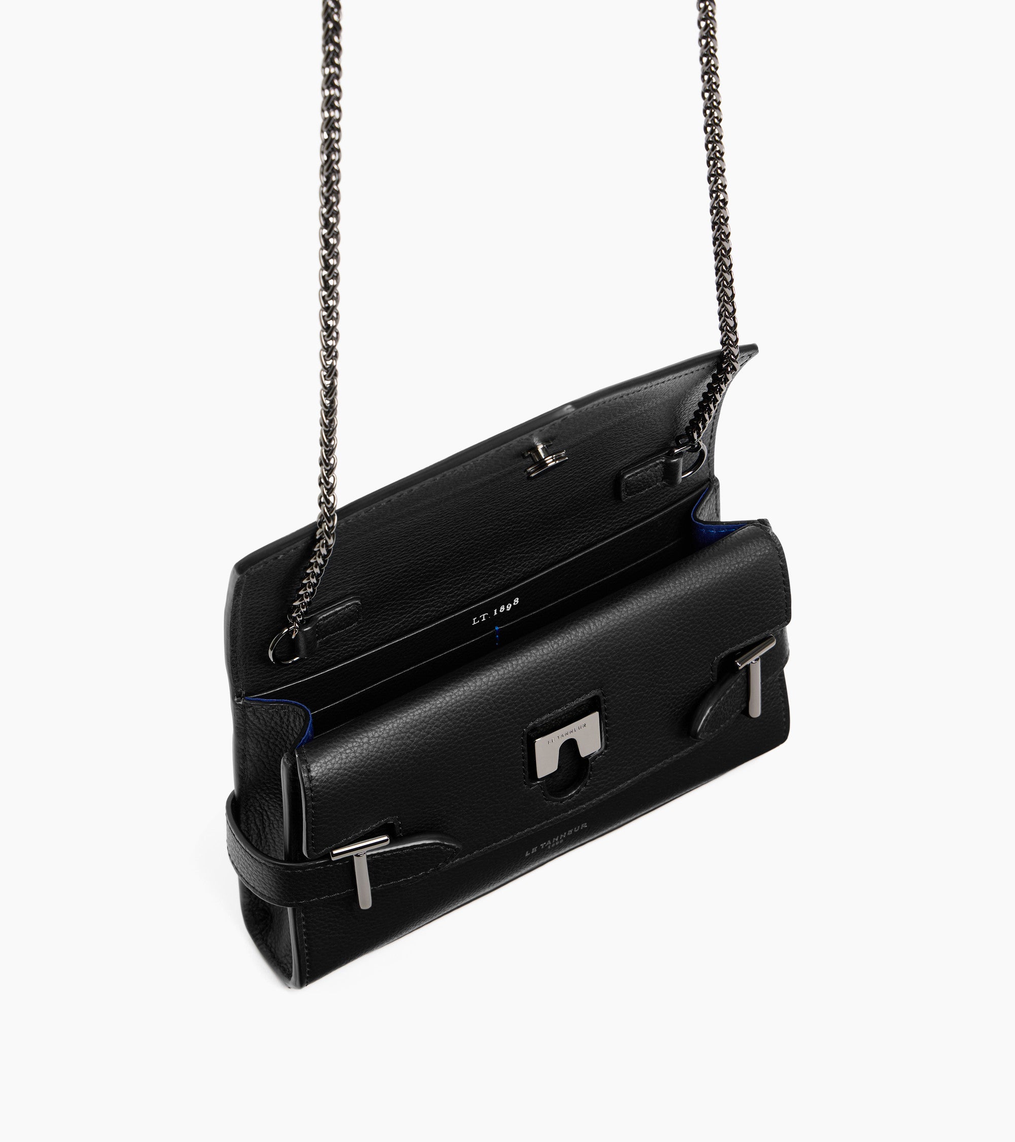 Emilie double flap grained leather small pouch