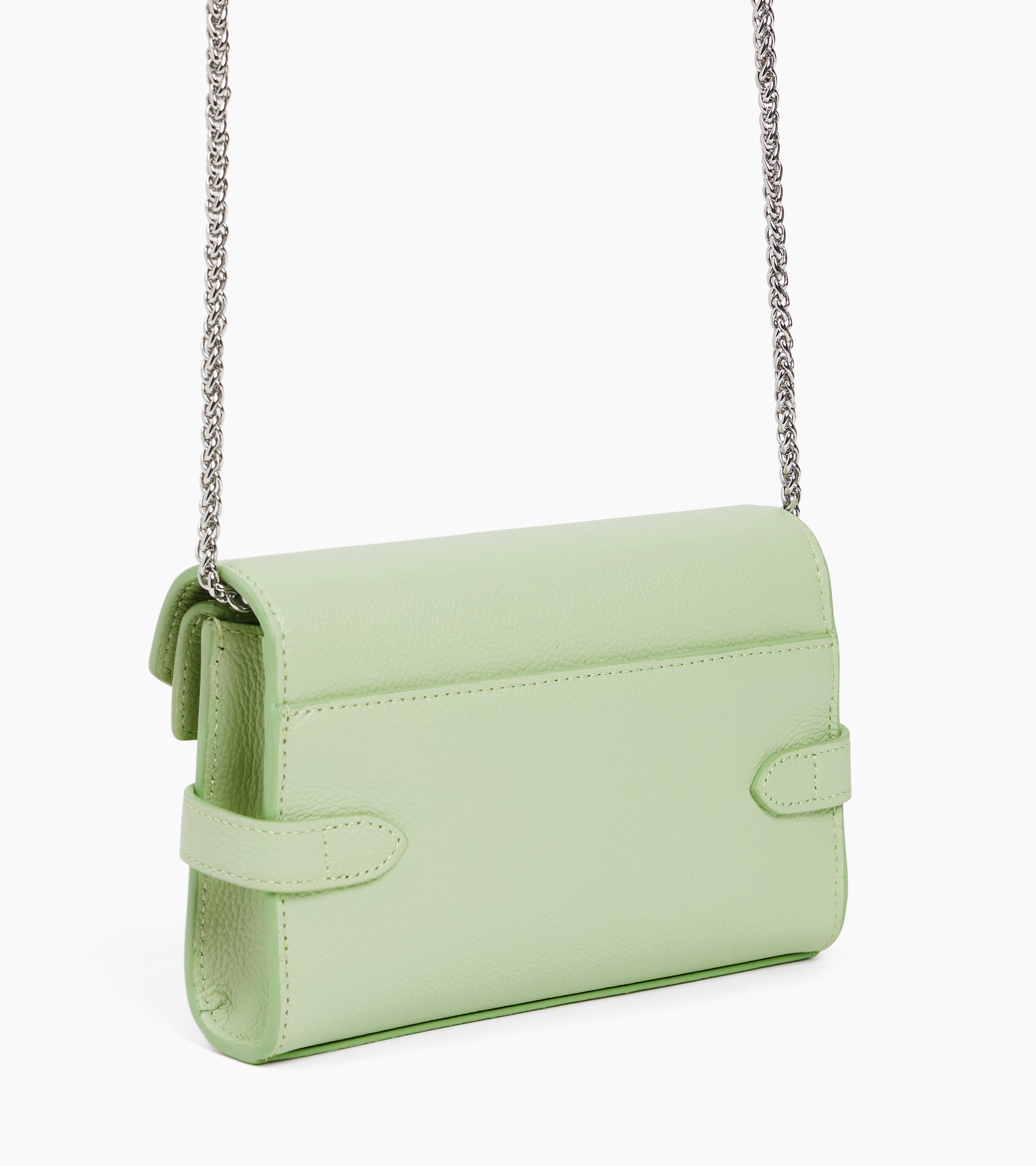 Emilie double flap small pouch in grained leather