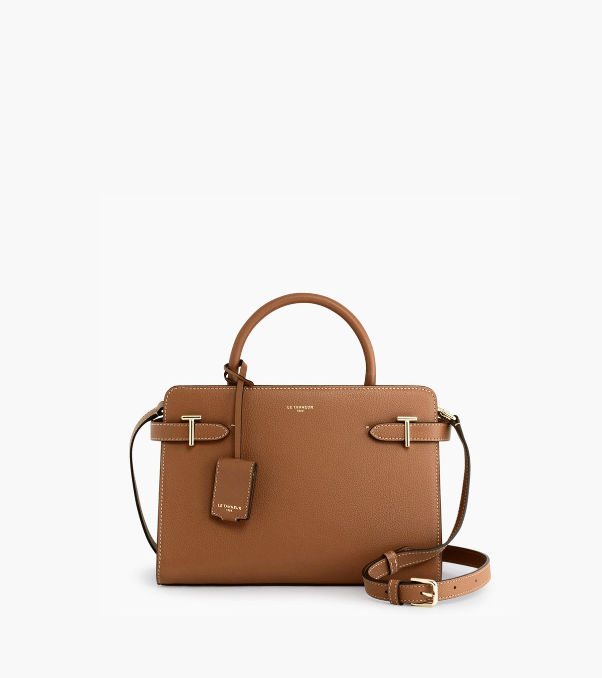 Emilie medium-sized handbag in grained leather Brown Tan