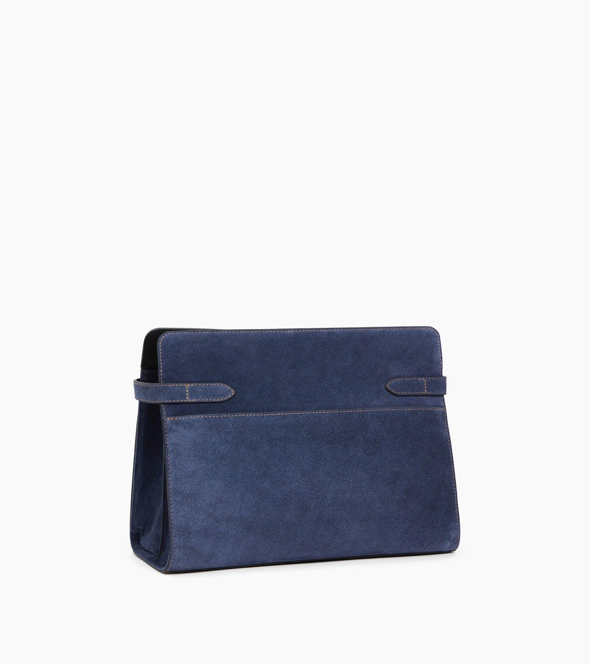 Emie large shoulderbag in denim-effect suede leather