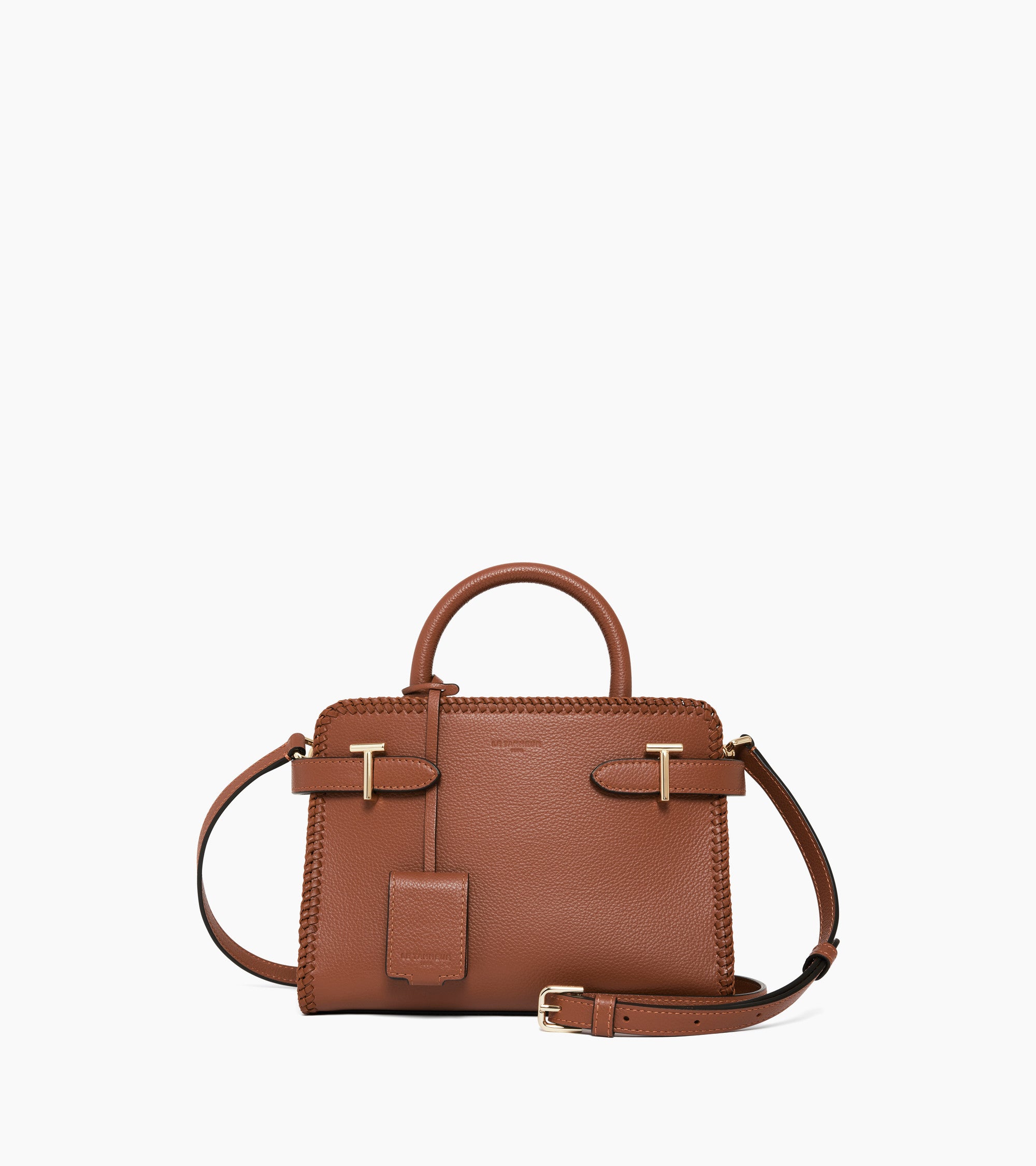 Emilie small handbag in grained leather with topstitching