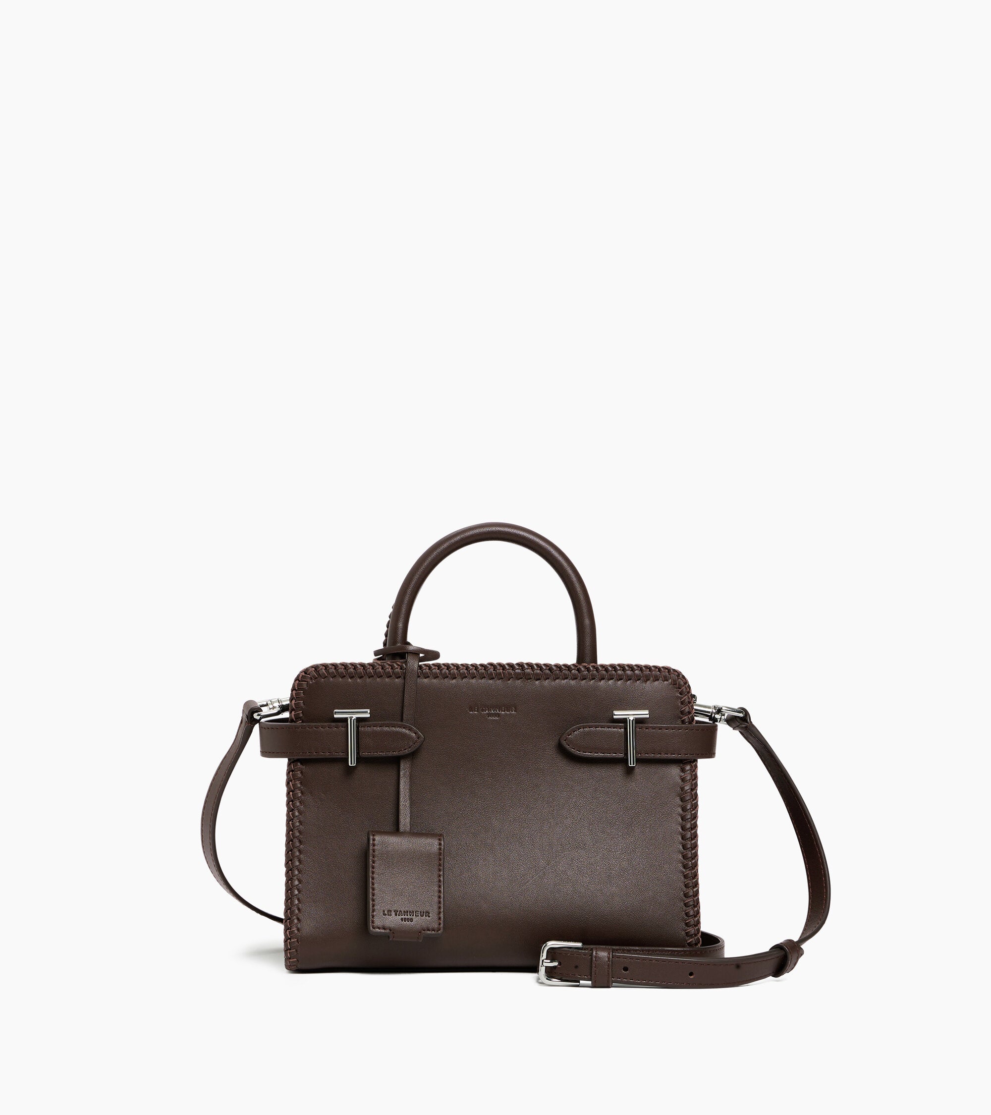Emile small handbag with topstitching in smooth leather