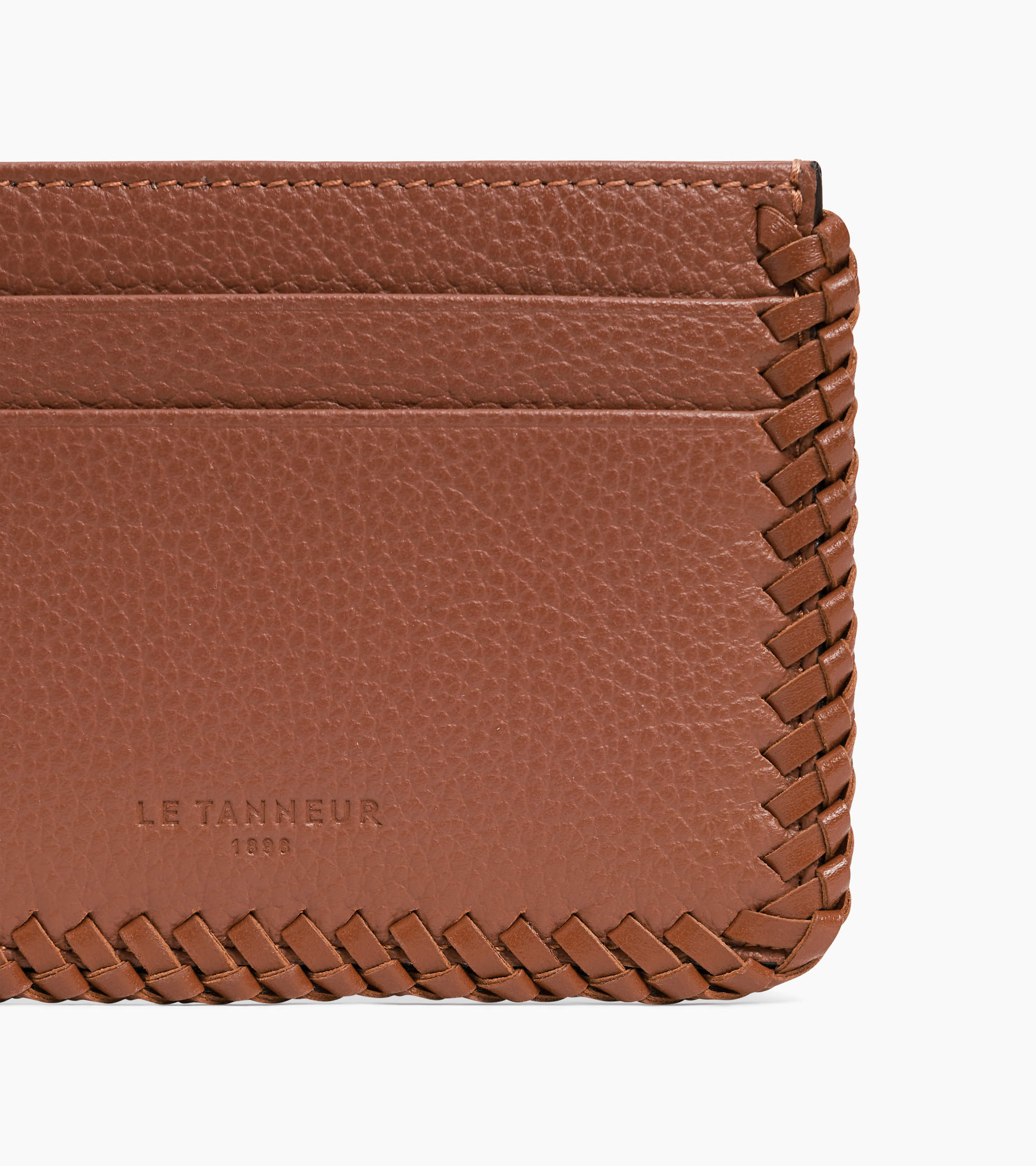 Emilie card holder in grained leather with topstitching