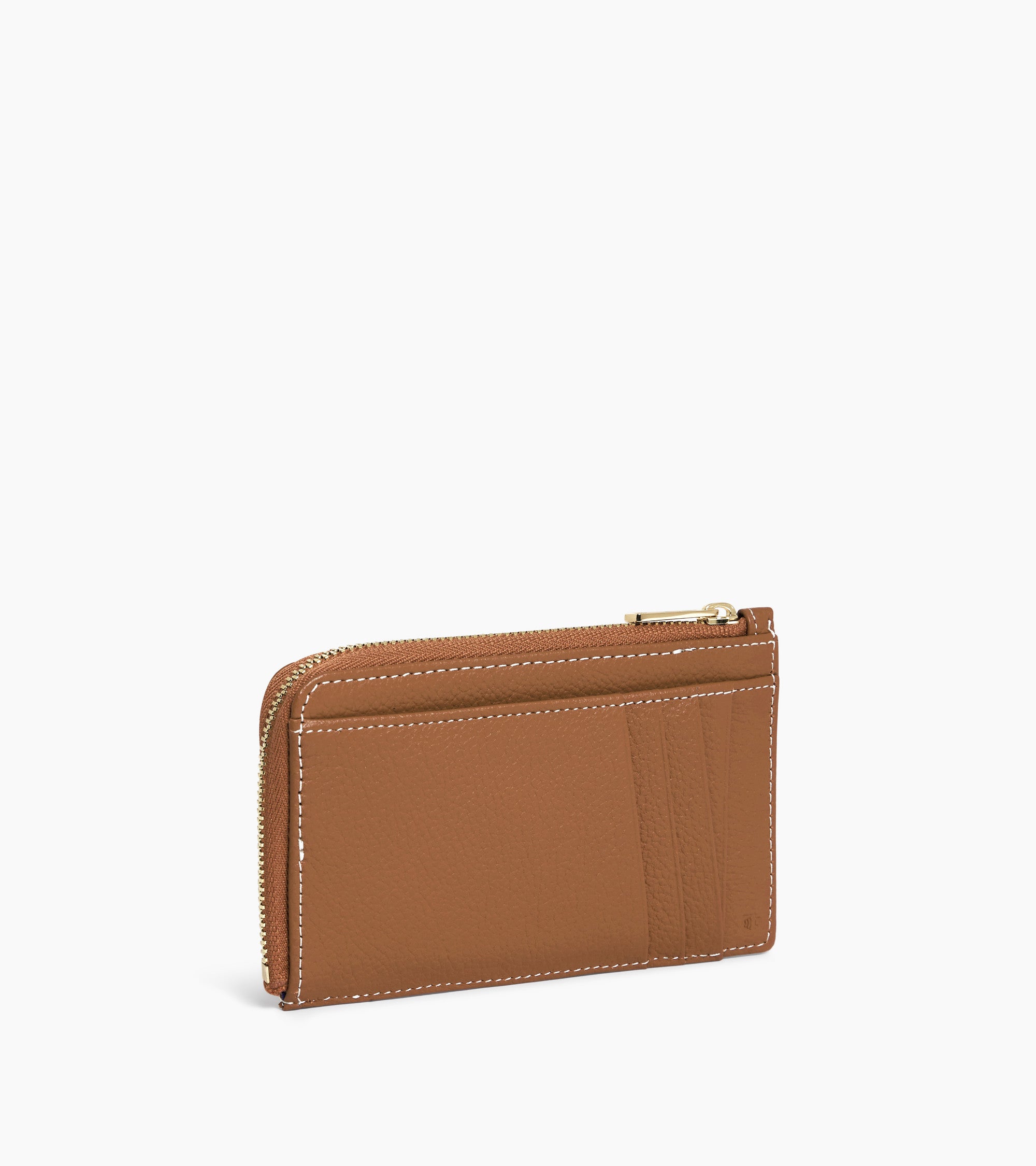 Emilie zipped card holder in grained leather