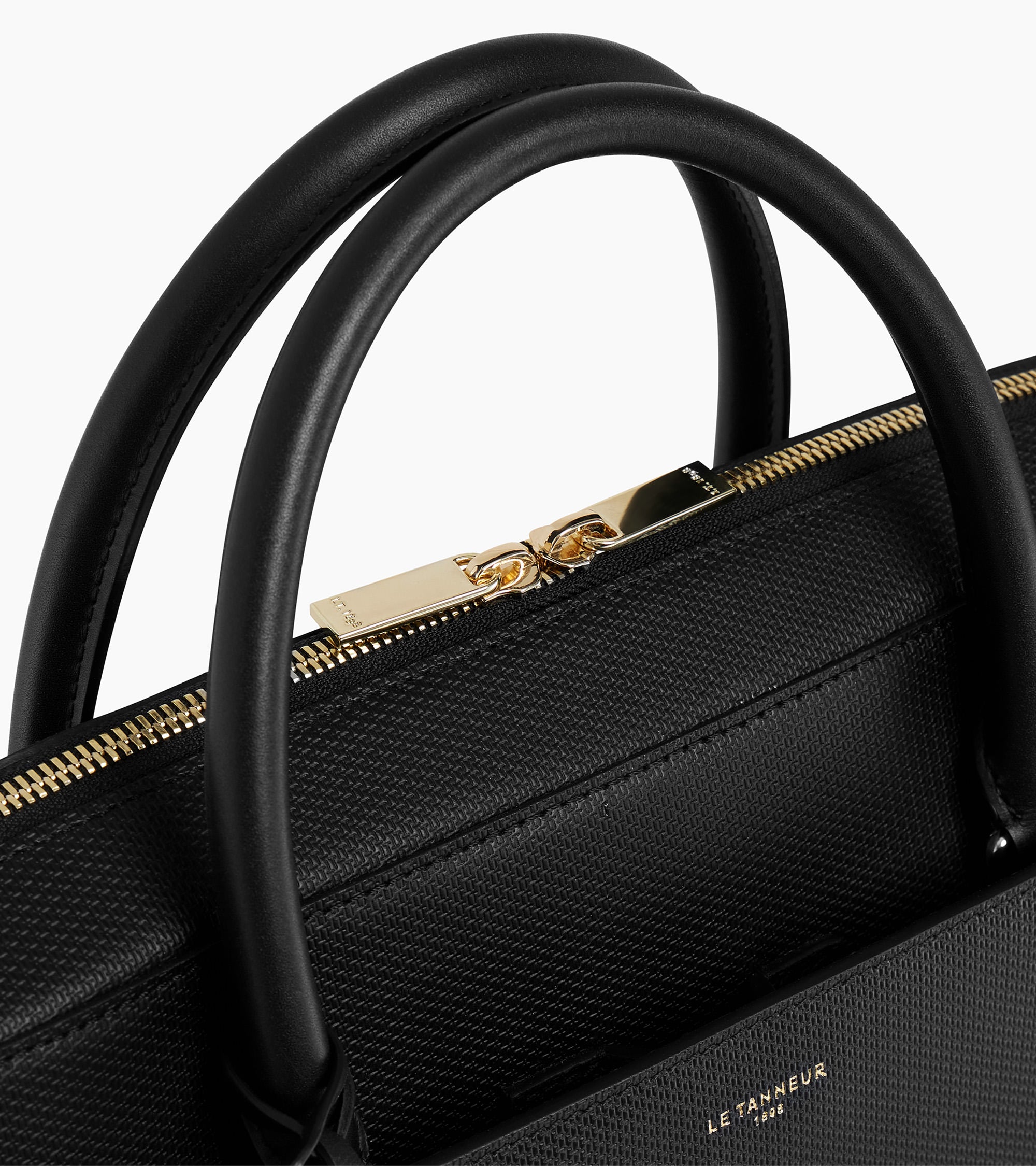 Emilie 15" briefcase in monogrammed leather