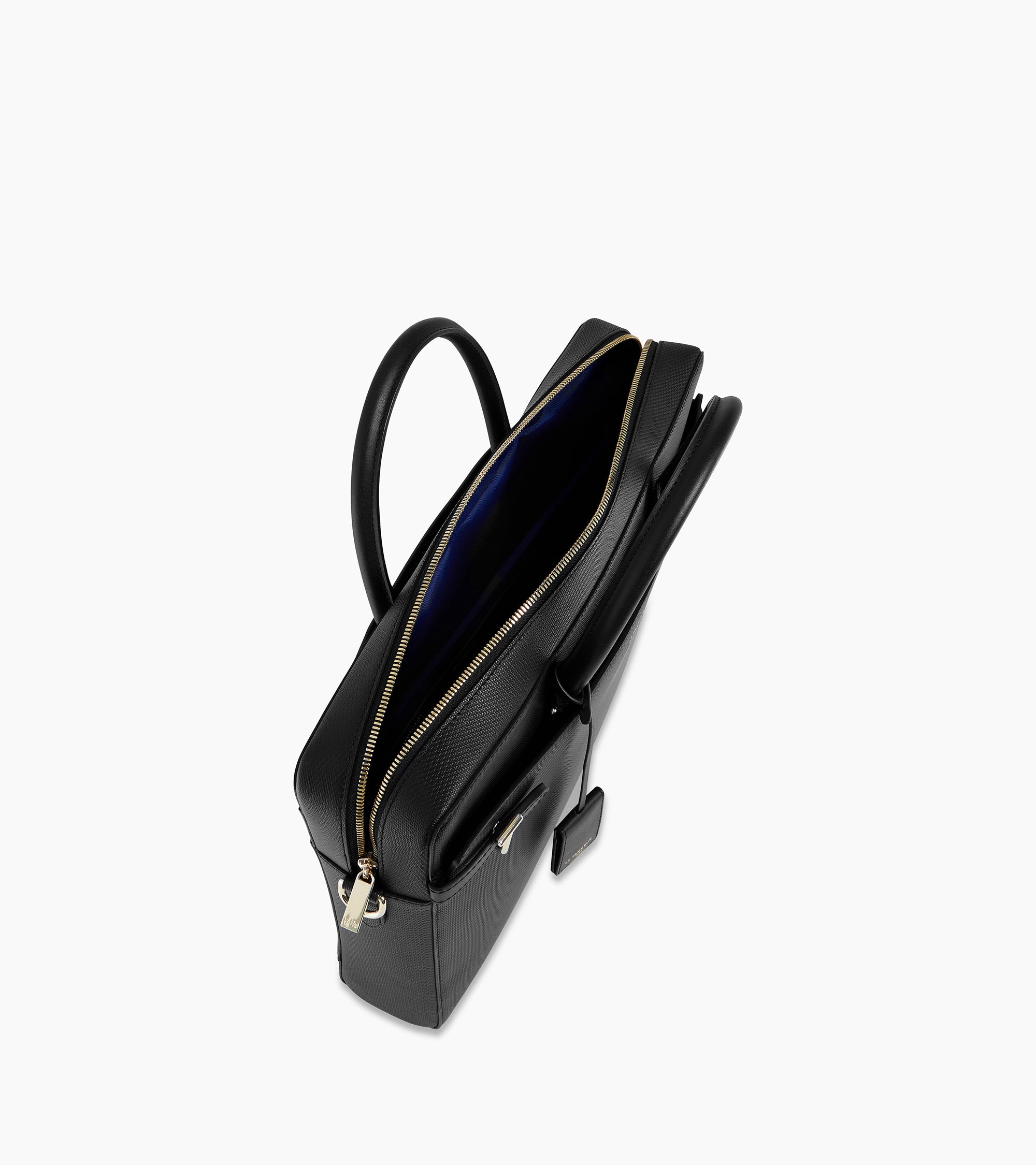 Emilie 15" briefcase in monogrammed leather