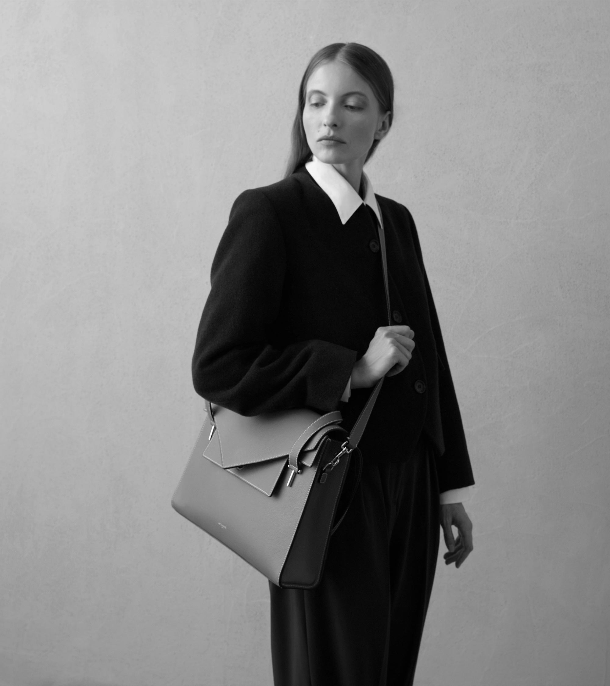 Emilie double flap grained leather document holder