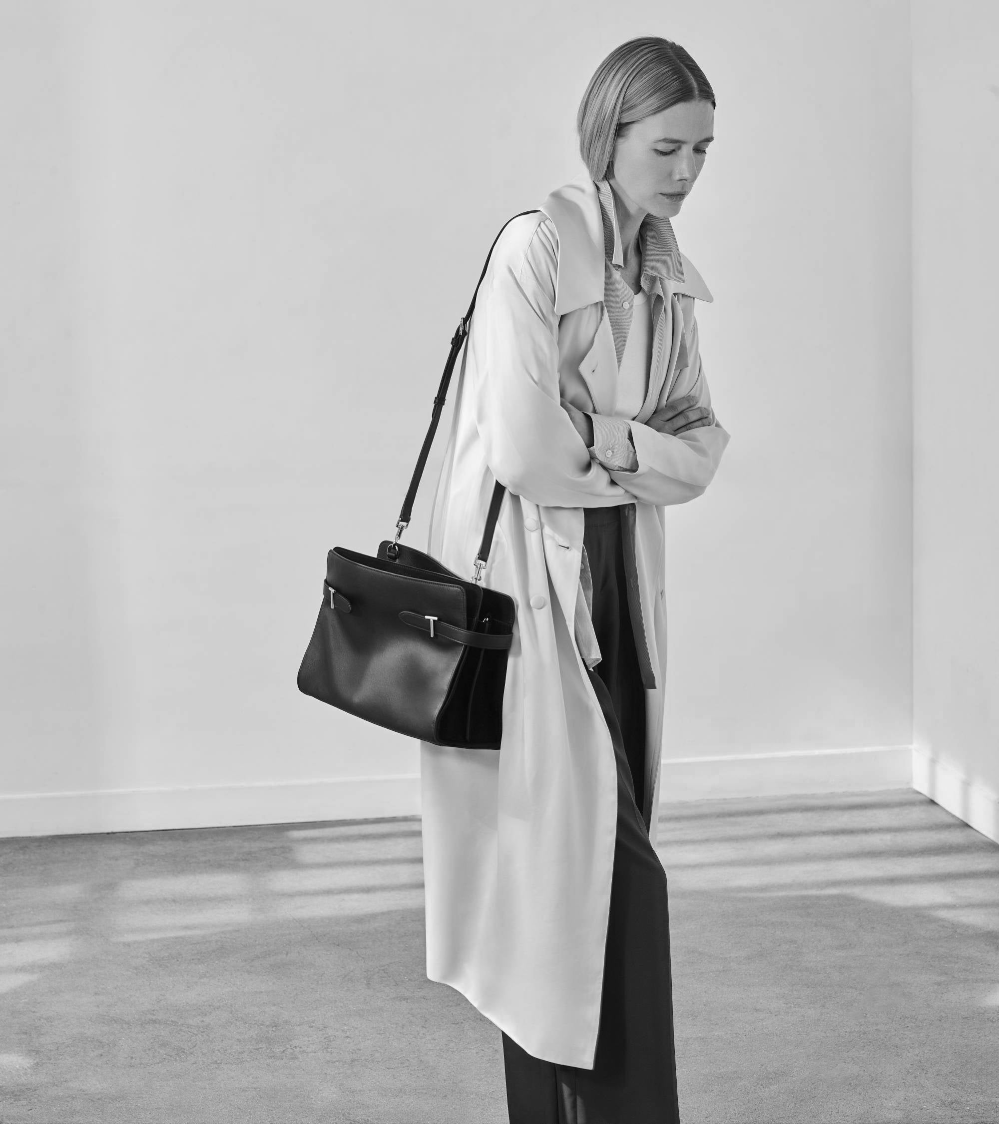Emie large handbag in smooth leather and nubuck