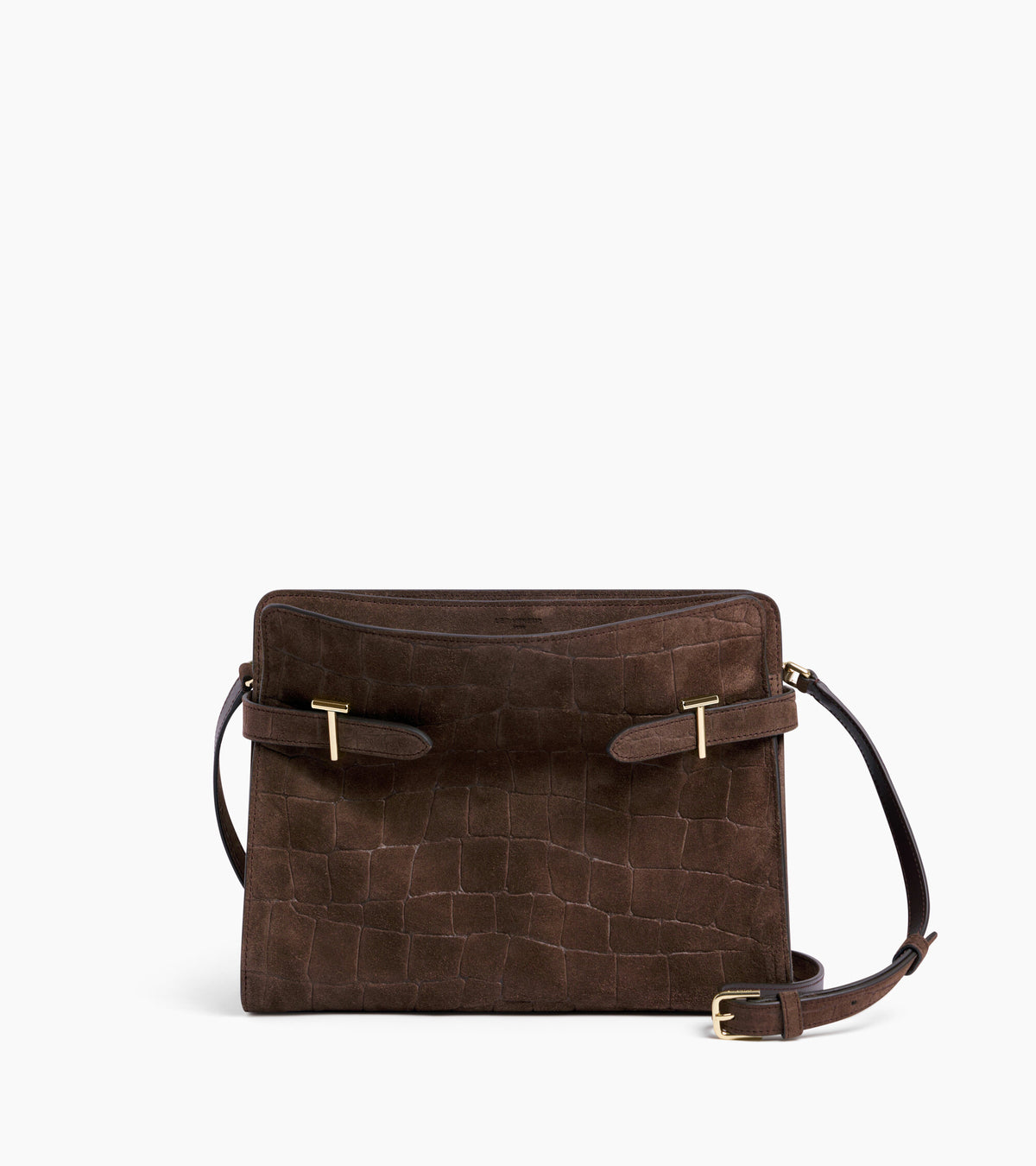 Emie large shoulder bag in mock croc suede split leather