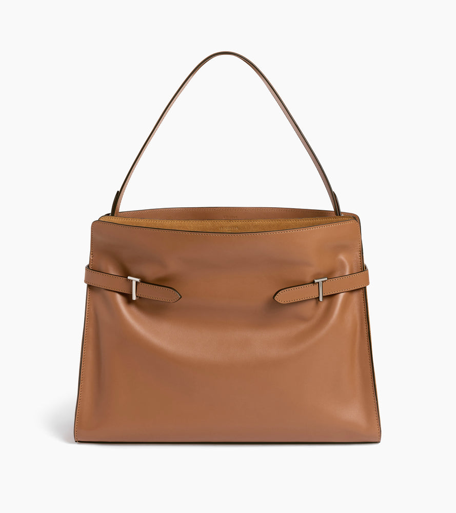 Emie maxi handbag in smooth leather and suede