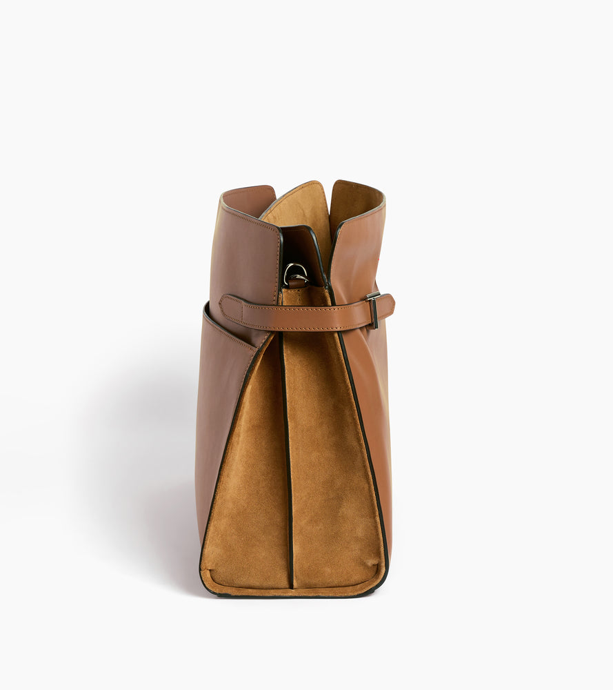 Emie maxi handbag in smooth leather and suede
