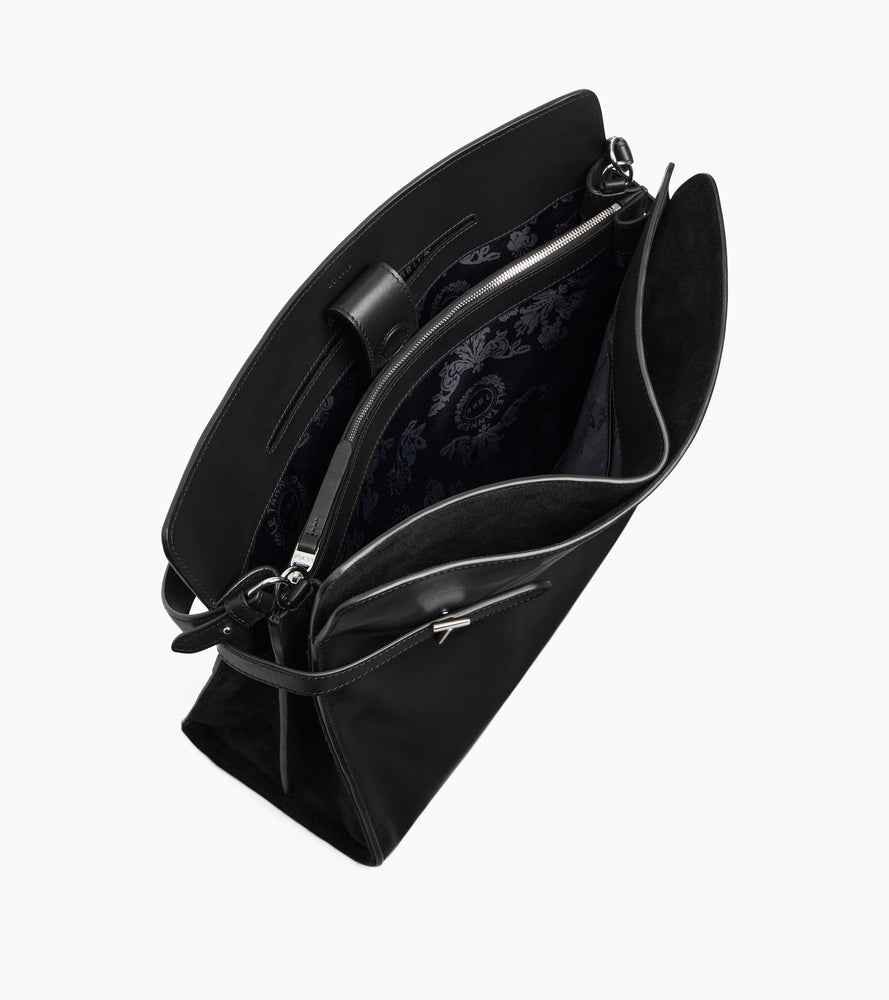 Maxi shoulder bag in smooth leather and nubuck